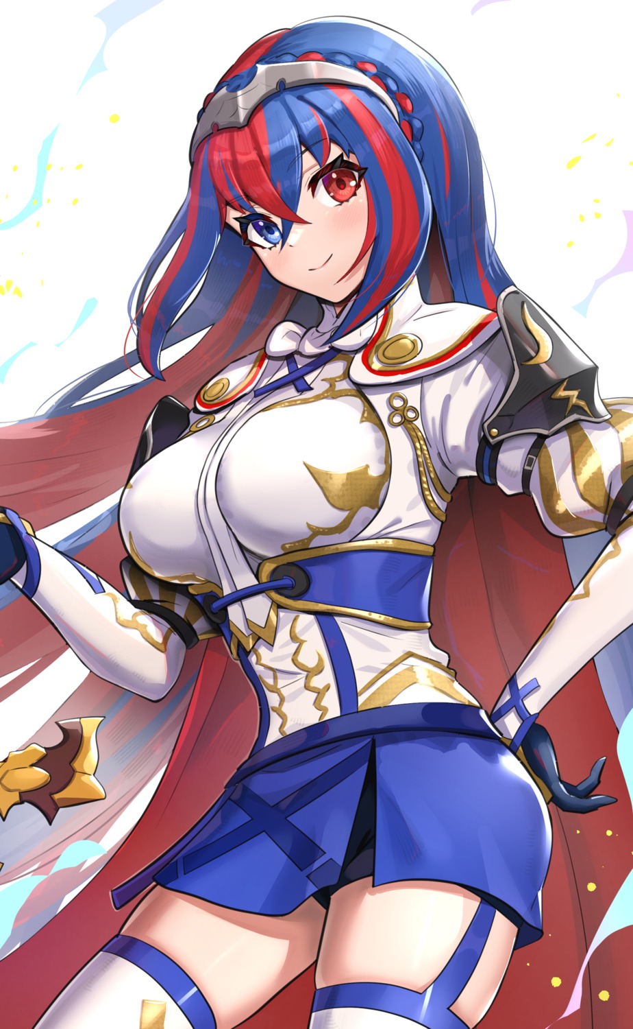 alear alear_(female) armor fire_emblem fire_emblem_engage gonzarez heterochromia stockings thighhighs uniform