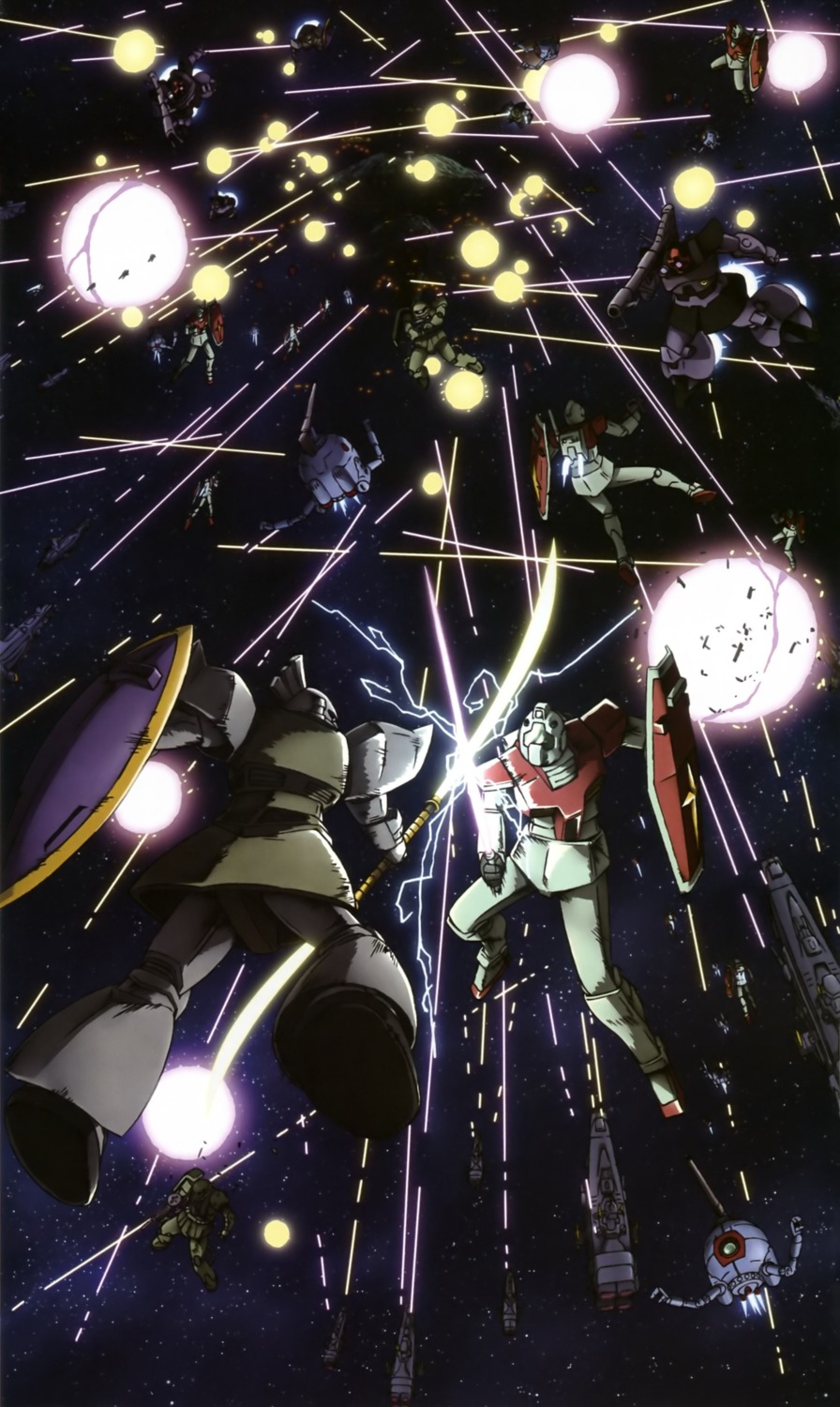 gelgoog gun gundam mecha mobile_suit_gundam ms-06_zaku_ii ms-09_dom rgm-79_gm sword