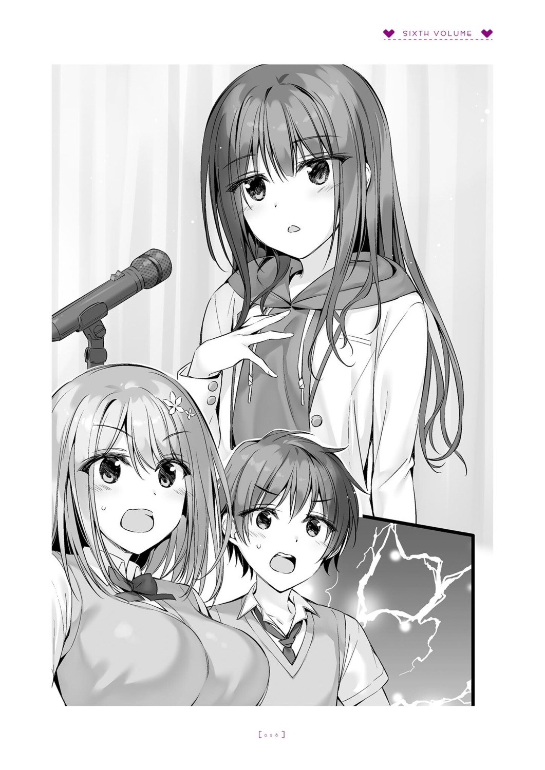 amanashi_nui boku_no_kanojo_sensei monochrome oryou saigi_makoto saigi_miharu seifuku sweater