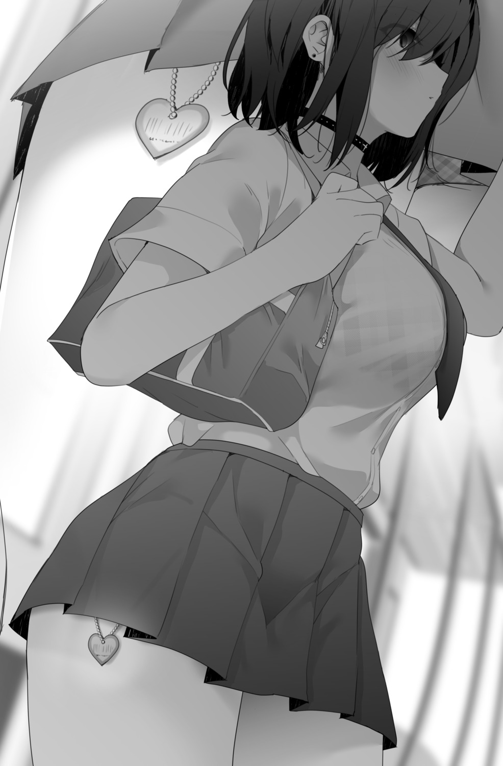 bra monochrome ryouma_(galley) see_through seifuku