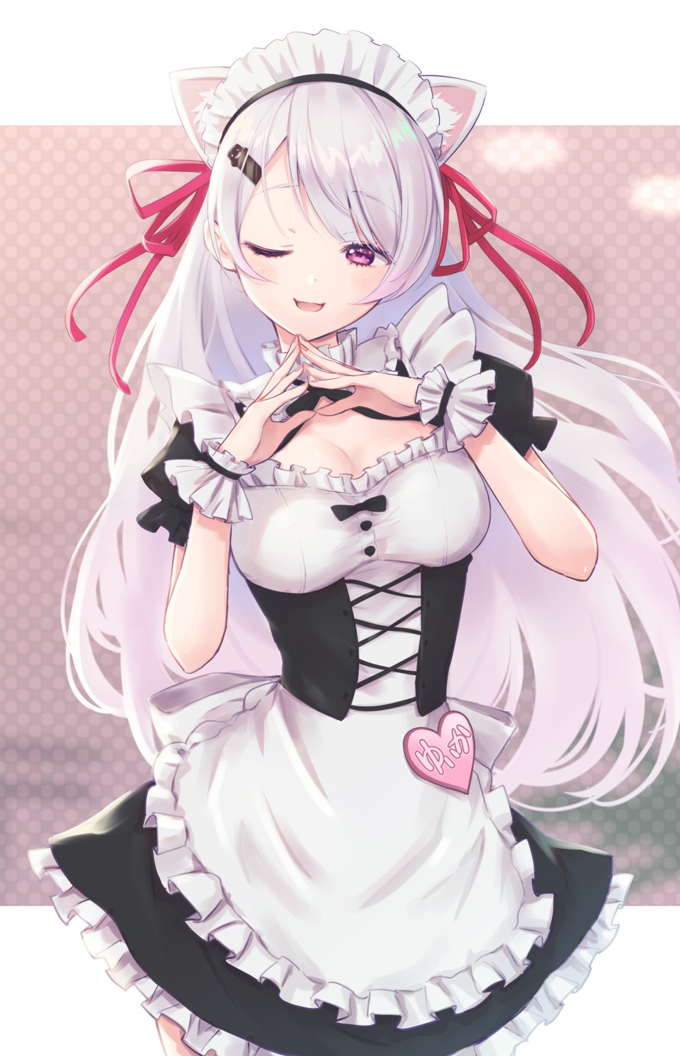 animal_ears cleavage inumoto maid nekomimi nijisanji nijisanji_gamers shiina_yuika