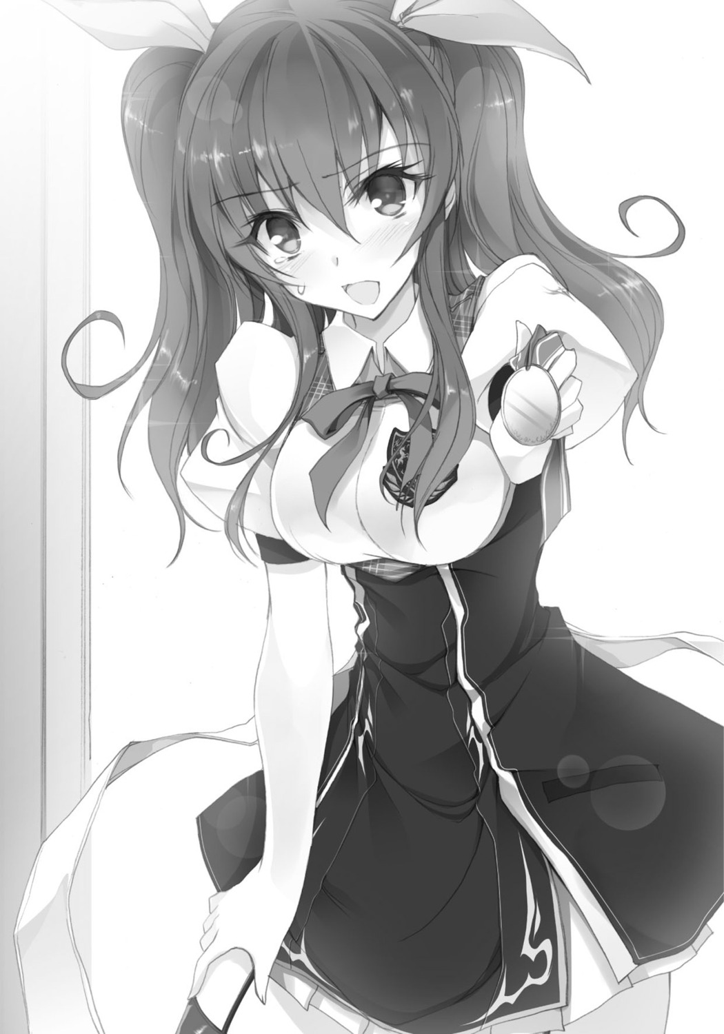 monochrome rakudai_kishi_no_cavalry seifuku stella_vermillion stockings thighhighs won_(az_hybrid)