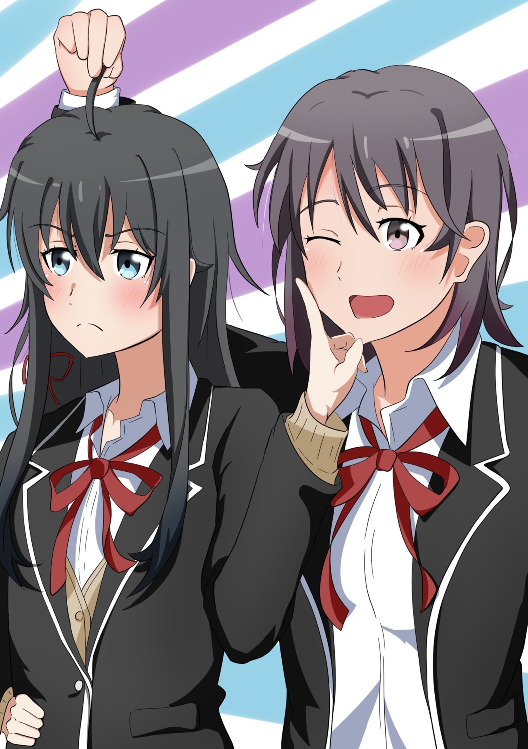 seifuku sweater tagme yahari_ore_no_seishun_lovecome_wa_machigatteiru. yukinoshita_haruno yukinoshita_yukino yuri