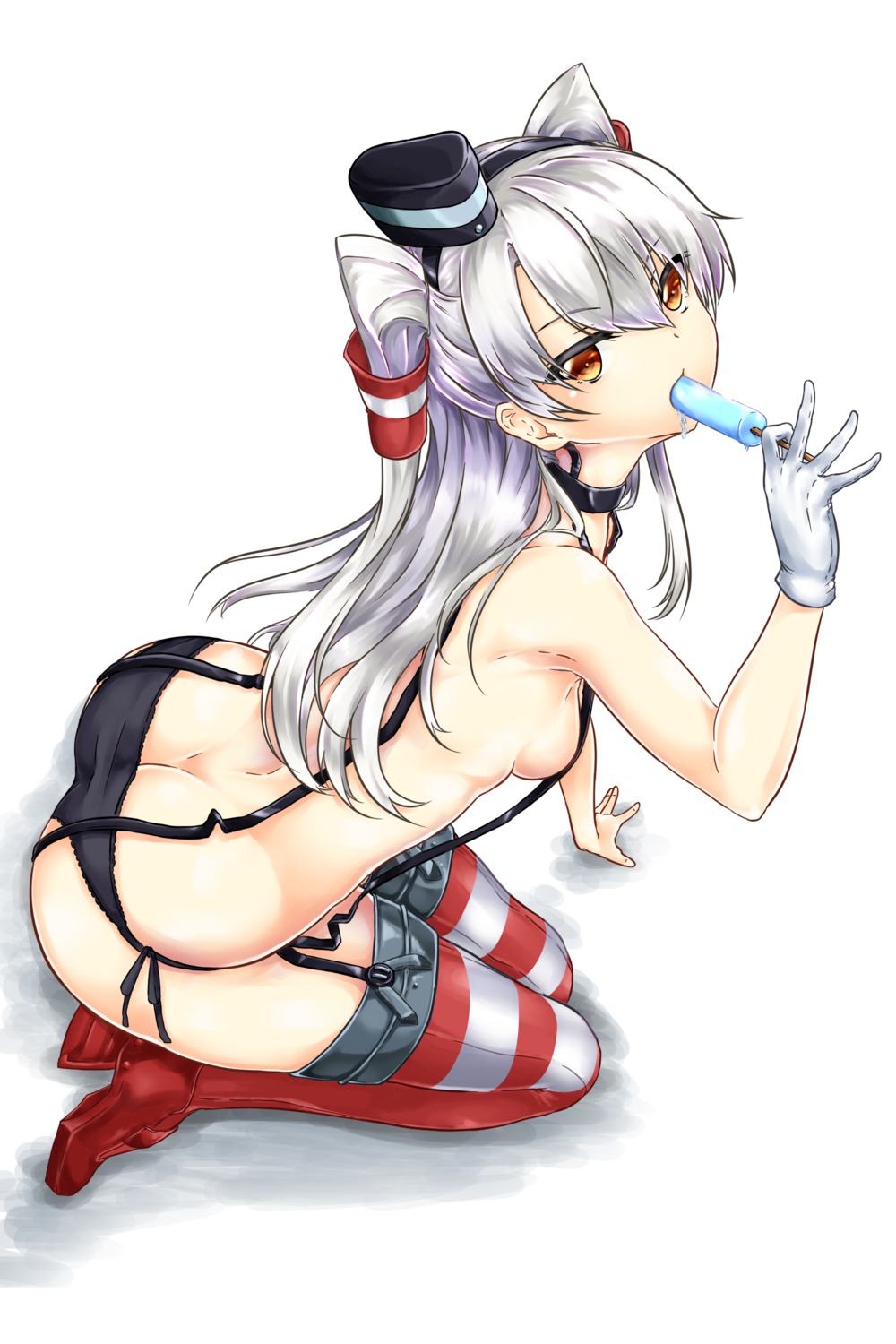 amatsukaze_(kancolle) heels kantai_collection pantsu renkon stockings string_panties thighhighs topless