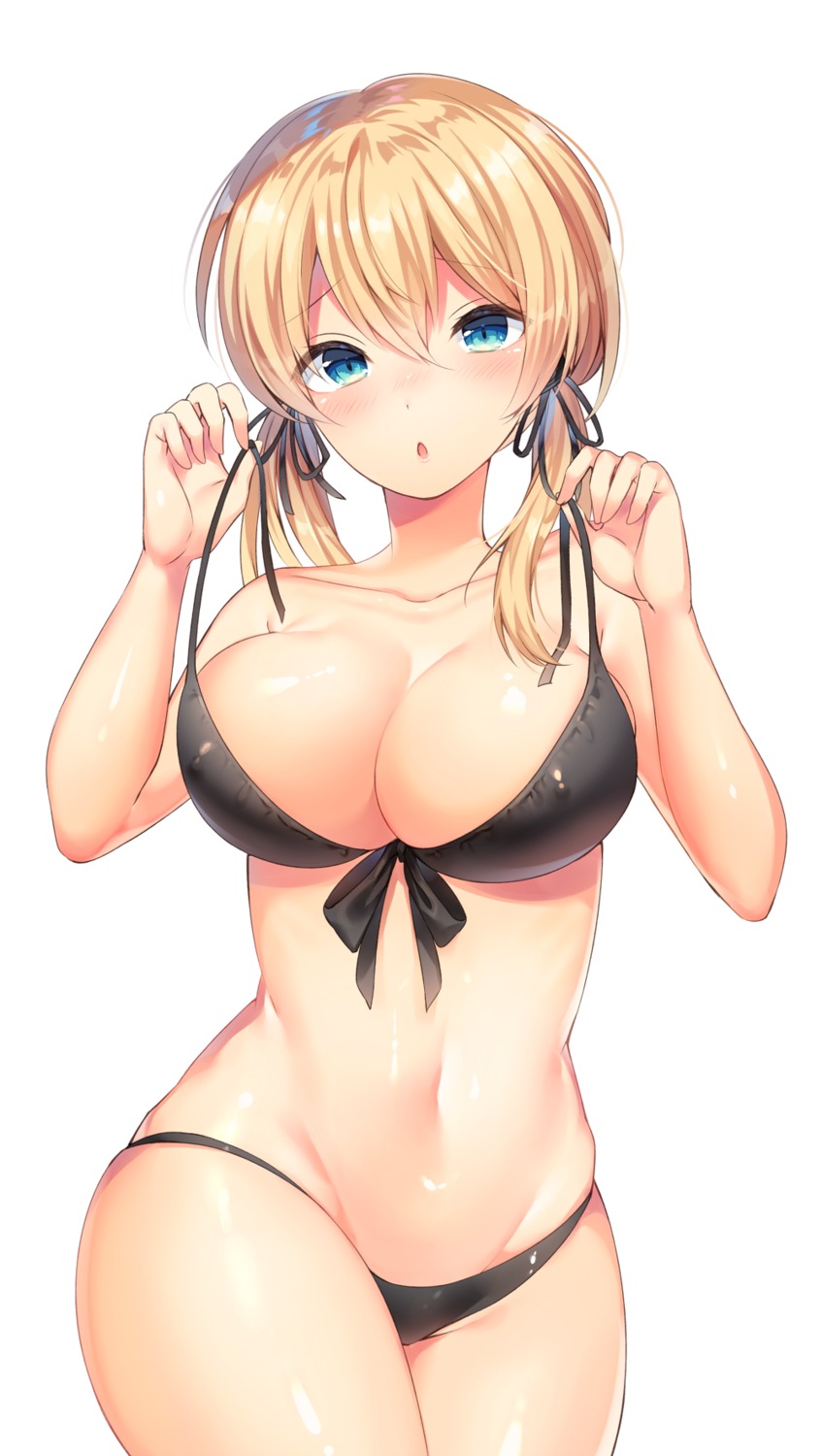 bikini cleavage erect_nipples kantai_collection ntk_7t5 prinz_eugen_(kancolle) swimsuits undressing