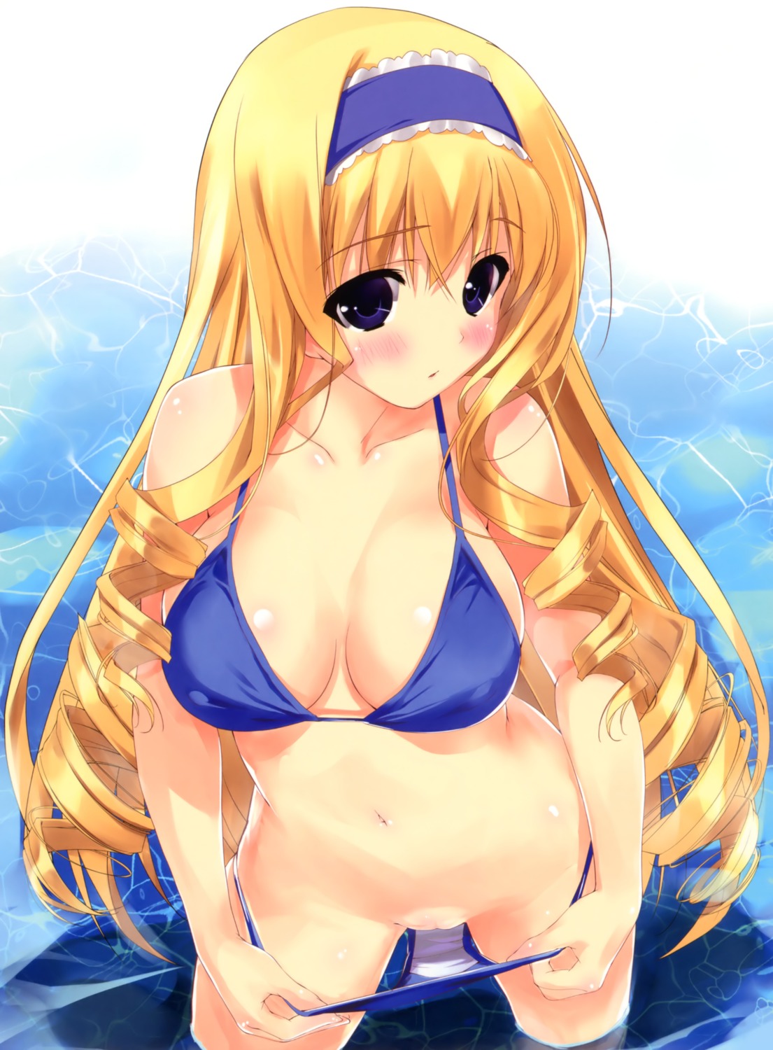 bikini cecilia_alcott cleavage erect_nipples infinite_stratos panty_pull photoshop pussy shintarou swimsuits uncensored wet