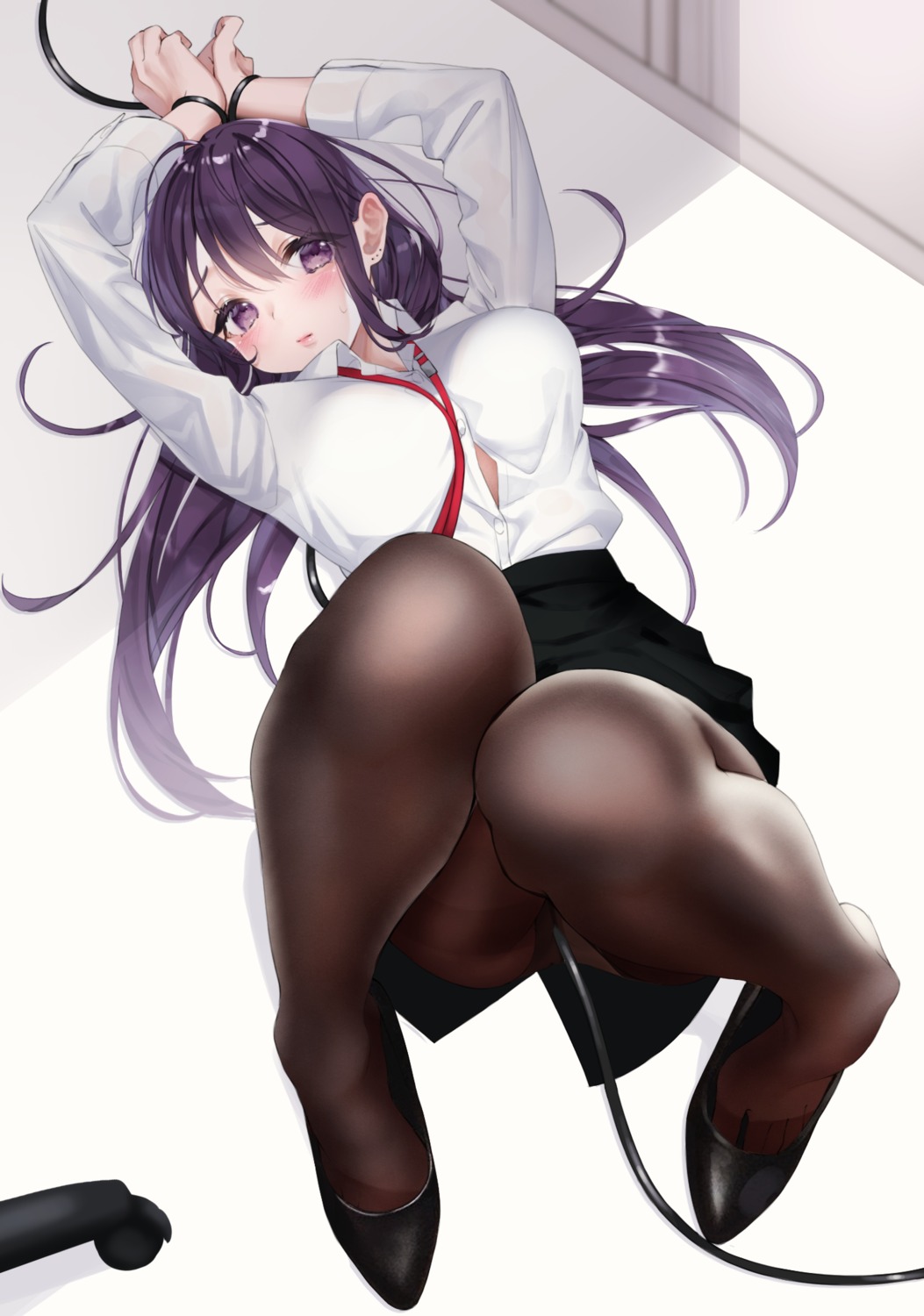 bondage dress_shirt mugika pantsu pantyhose skirt_lift