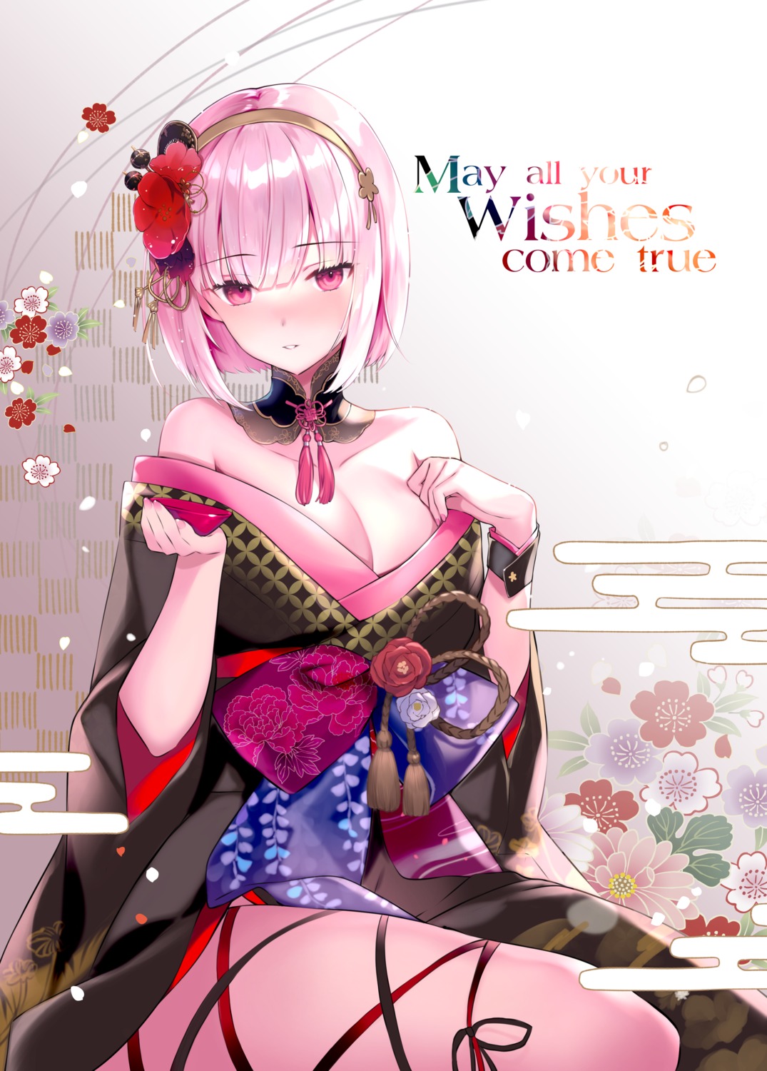 hololive hololive_english kimono mori_calliope no_bra open_shirt rei