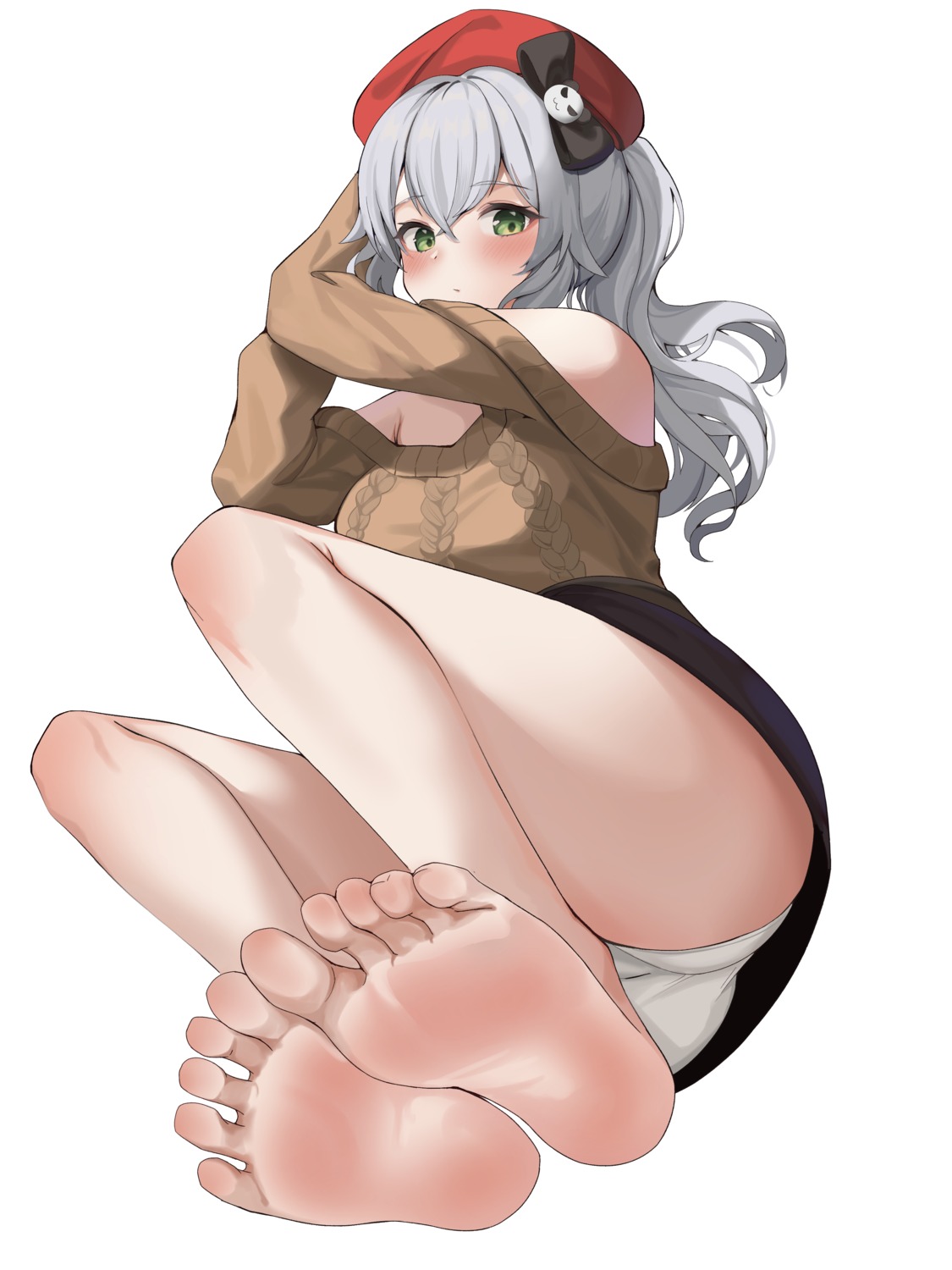 ass feet no_bra pantsu pharamacom skirt_lift sweater