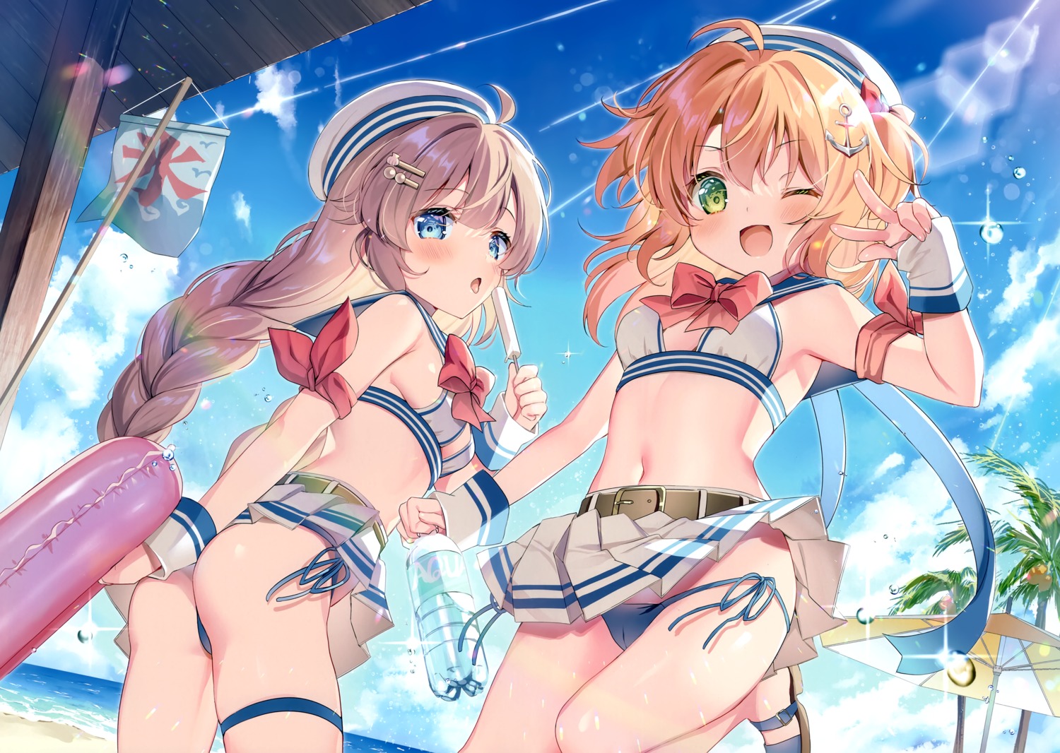 ass bikini garter natsuki_marina skirt_lift swimsuits thong