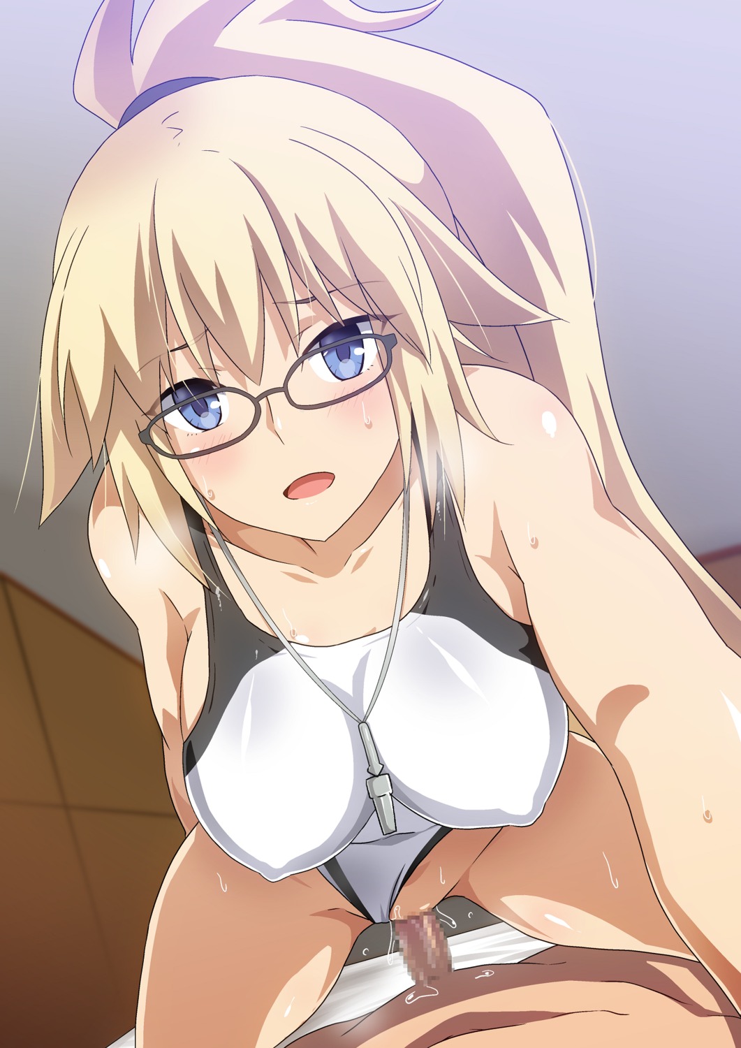 censored erect_nipples fate/grand_order hara_(harayutaka) jeanne_d'arc jeanne_d'arc_(fate) megane penis pussy pussy_juice sex swimsuits