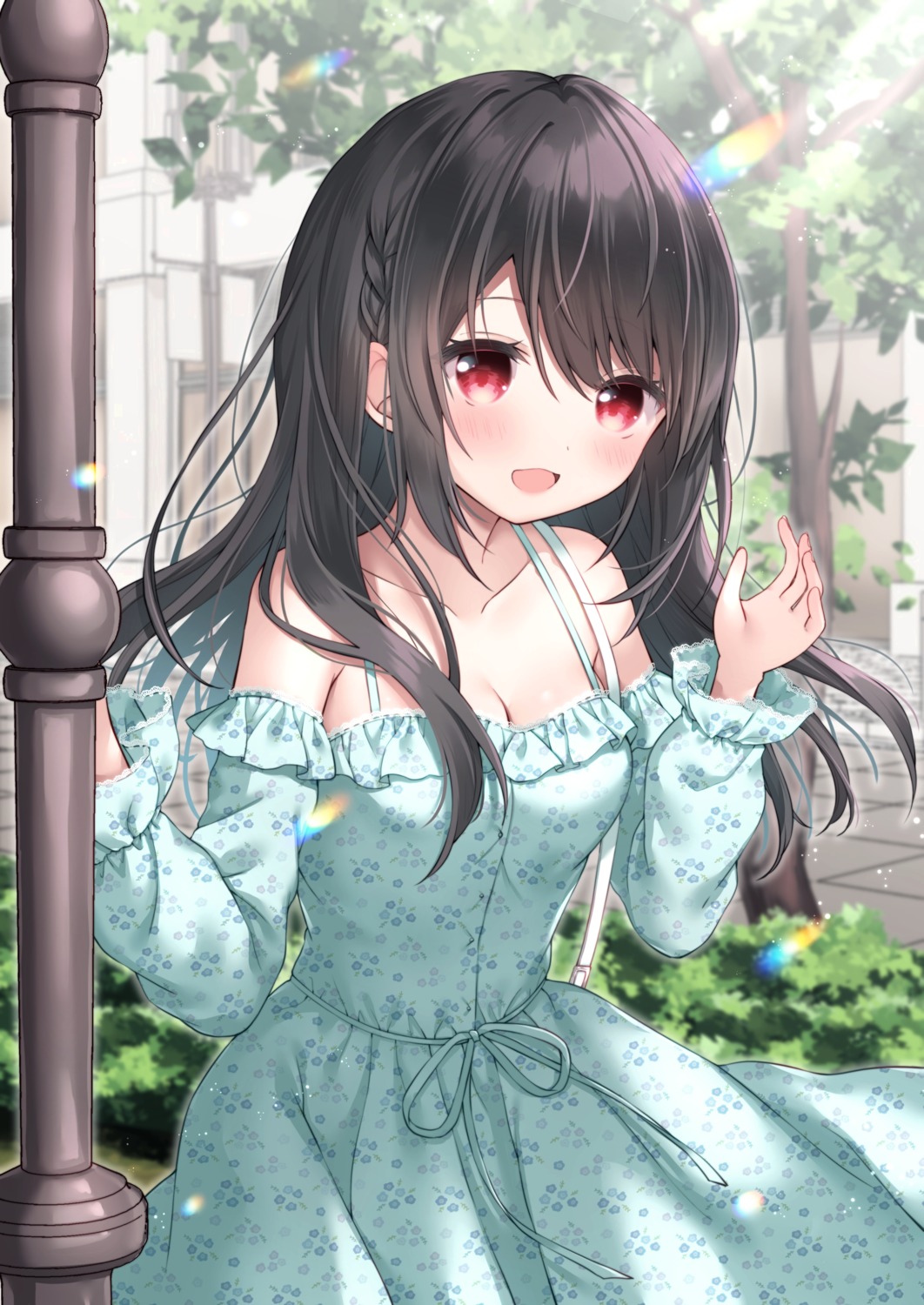 cleavage dress no_bra summer_dress uchuuneko