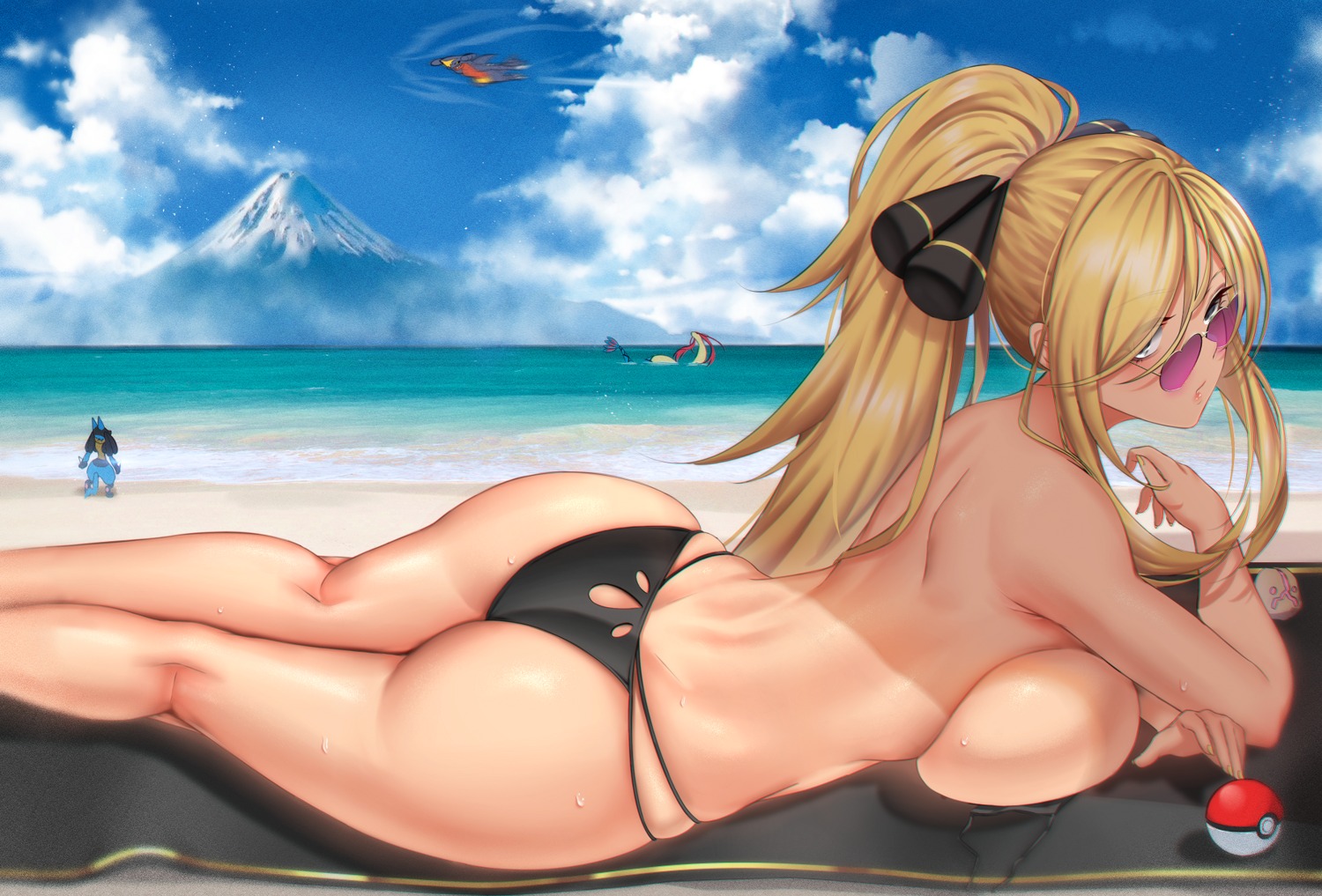 anima_(togashi) ass bikini megane pokemon pokemon_bdsp pokemon_dppt shirona_(pokemon) swimsuits topless