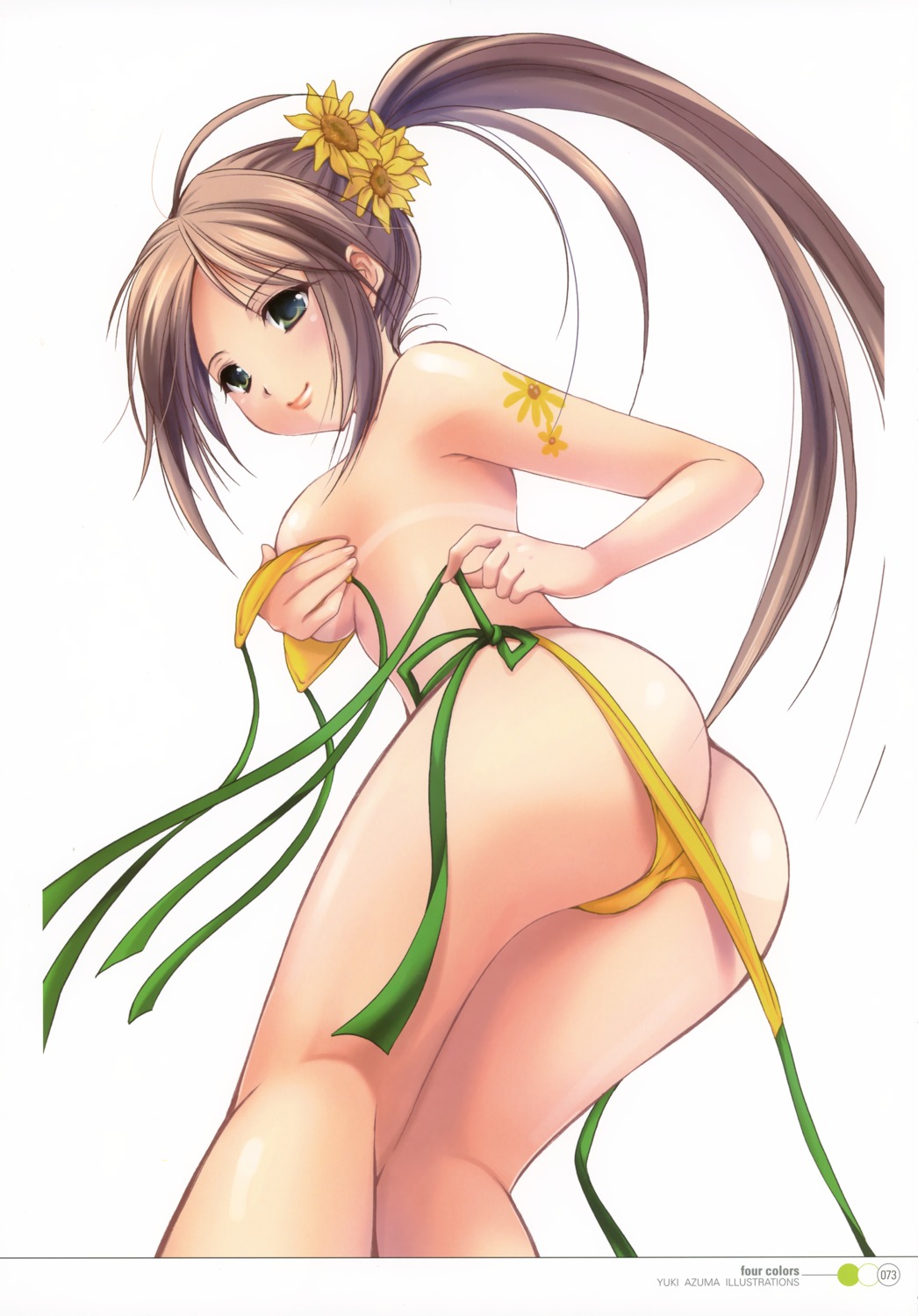 ass azuma_yuki bikini breast_hold swimsuits tan_lines underboob undressing