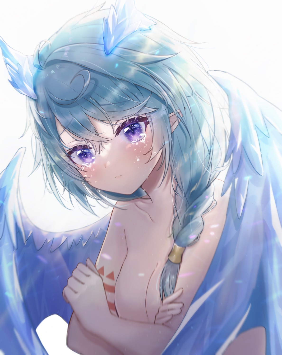 breast_hold horns pointy_ears princess_connect princess_connect!_re:dive shefi shinzousan tattoo topless wings