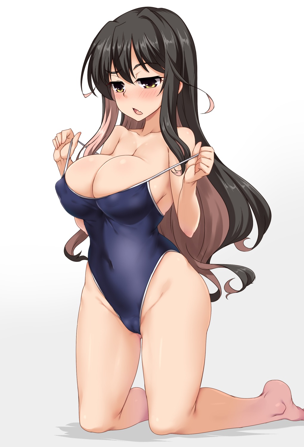 cameltoe erect_nipples kantai_collection naganami_(kancolle) swimsuits undressing yoshi_tama