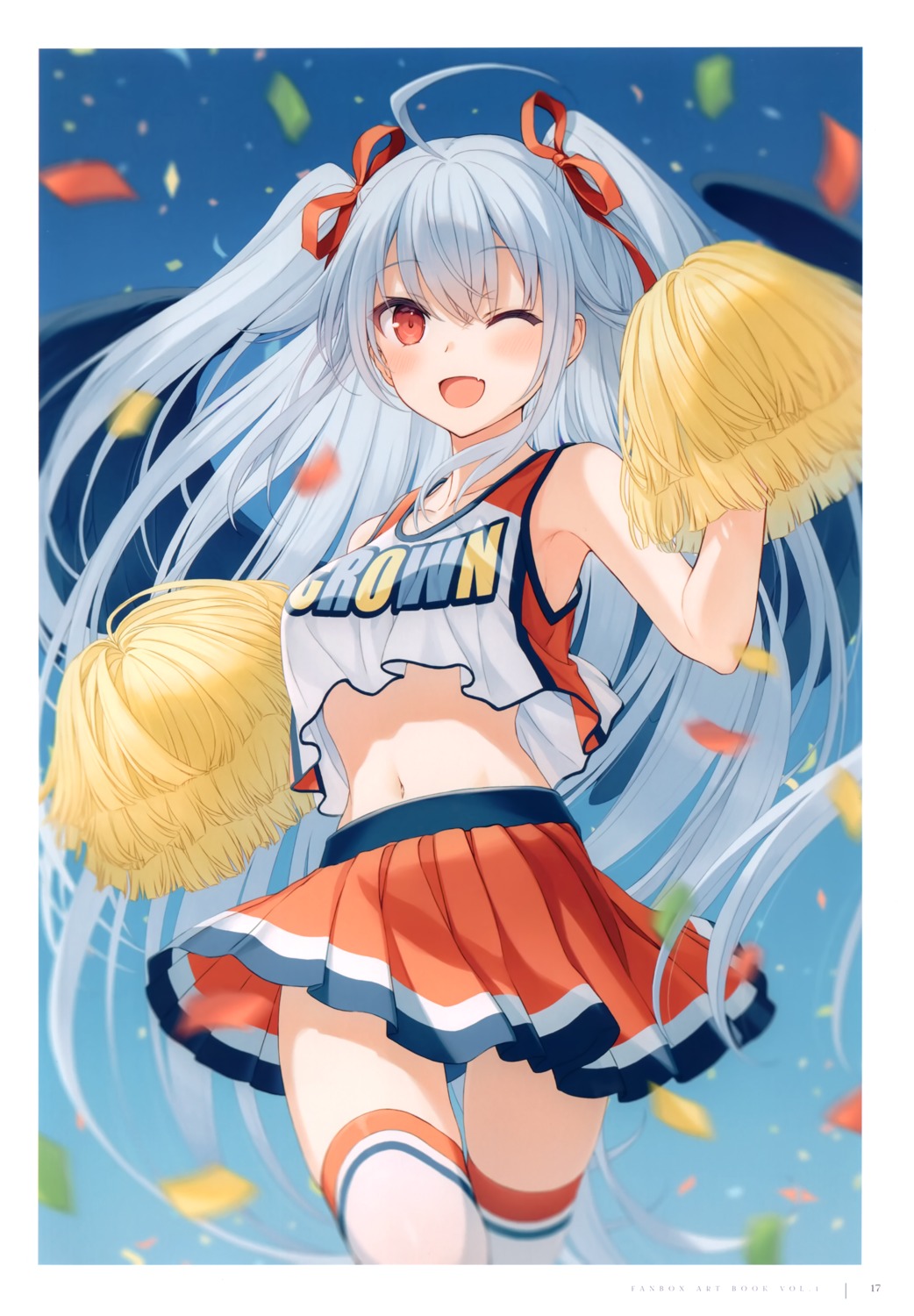 cheerleader crown skirt_lift thighhighs yashiro_seika