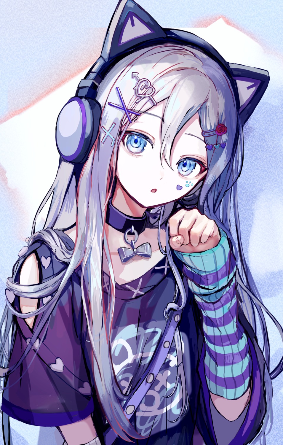 animal_ears headphones nekomimi pipi_(pixiv_71334597) project_sekai sketch yoisaki_kanade