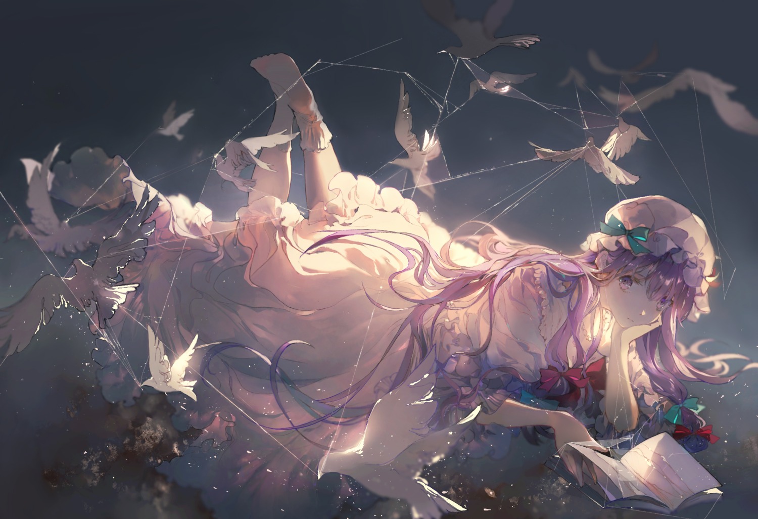 patchouli_knowledge skirt_lift tanzhujiuyue touhou