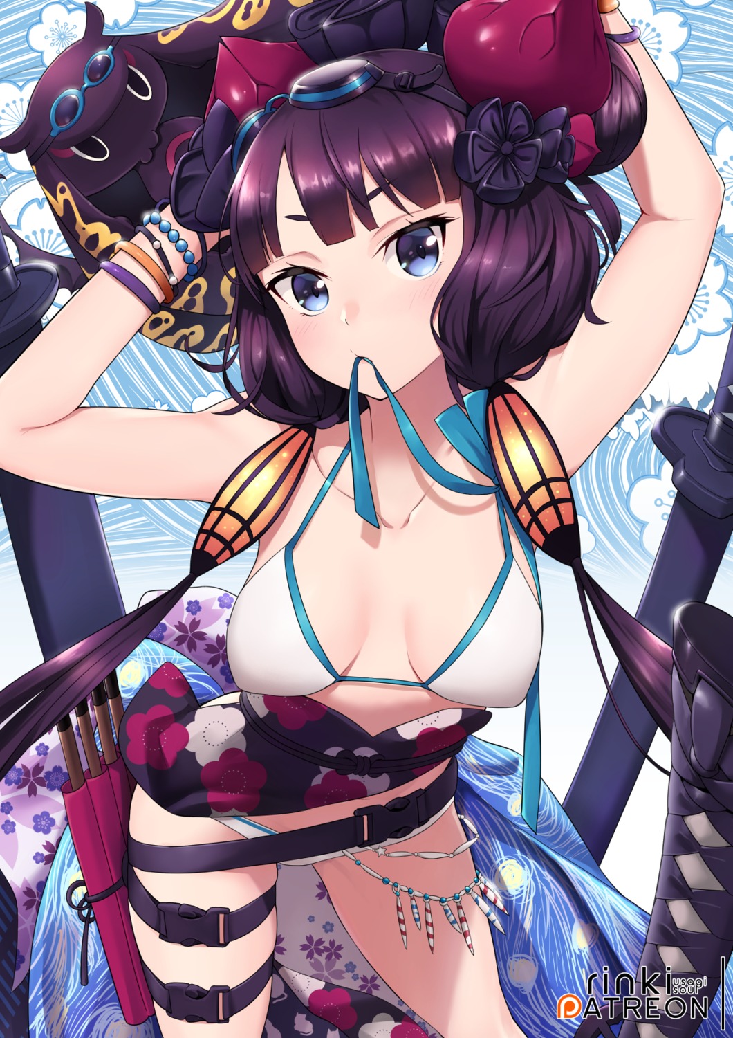 bikini fate/grand_order garter katsushika_hokusai_(fate) lo_xueming swimsuits sword