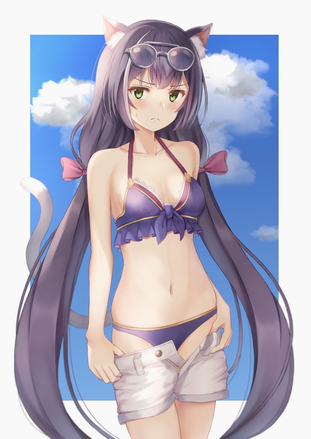 animal_ears bikini karyl_(princess_connect) megane mimori nekomimi princess_connect princess_connect!_re:dive swimsuits undressing