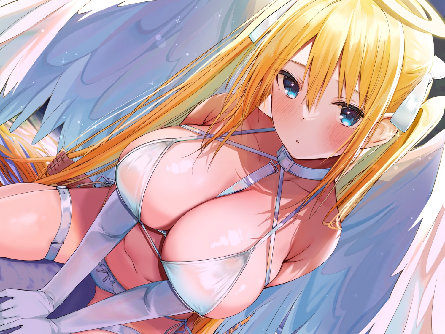 angel bikini garter rouka see_through swimsuits wings