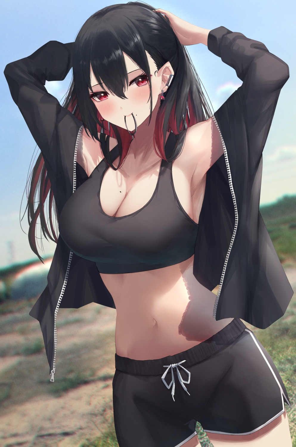 anemone_noa cleavage gym_uniform no_bra