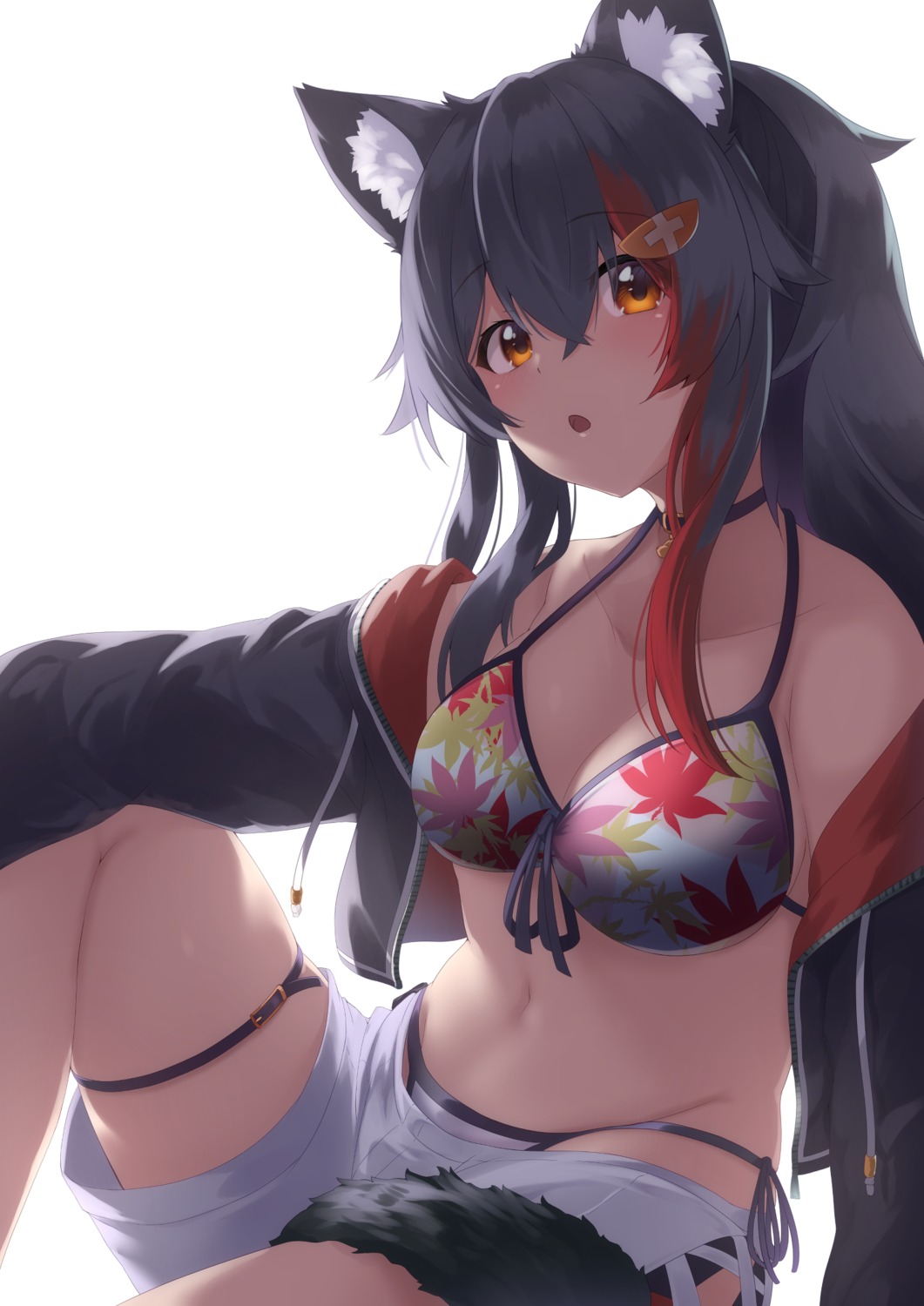 animal_ears bikini cleavage enatsu garter hololive hololive_gamers ookami_mio swimsuits tail