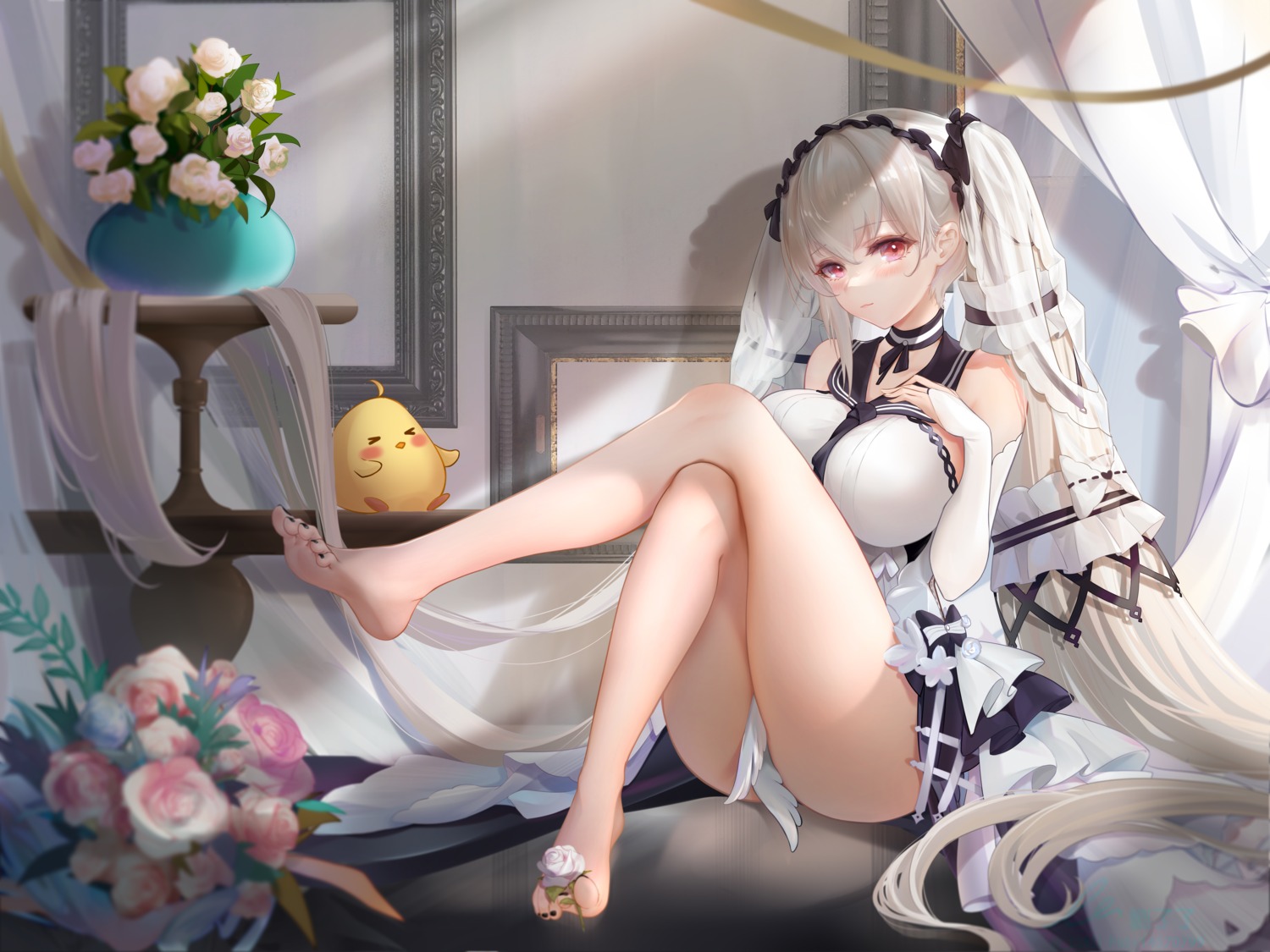 azur_lane feet formidable_(azur_lane) gothic_lolita liu_liaoliao lolita_fashion manjuu_(azur_lane) skirt_lift