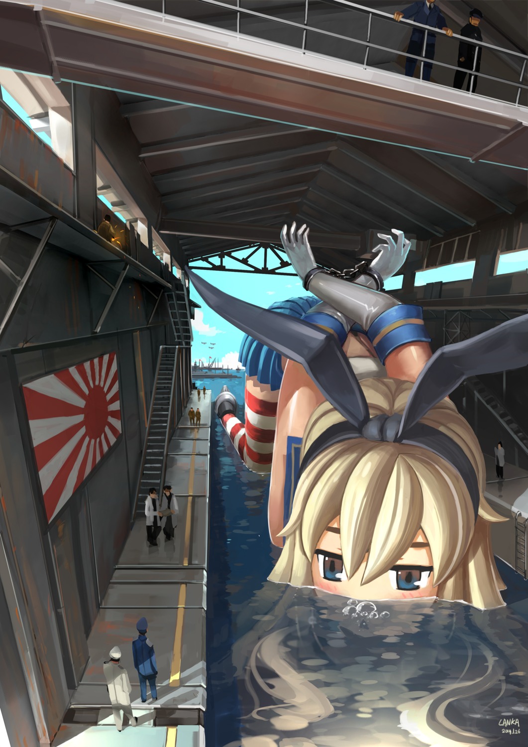 bondage kantai_collection luanlaun shimakaze_(kancolle) thighhighs wet