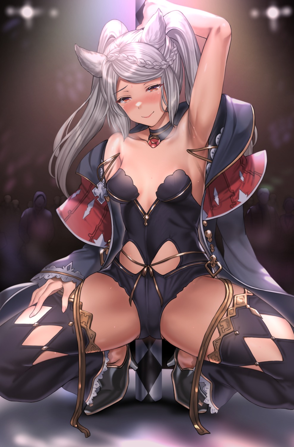 animal_ears arudehido heels leotard no_bra thighhighs