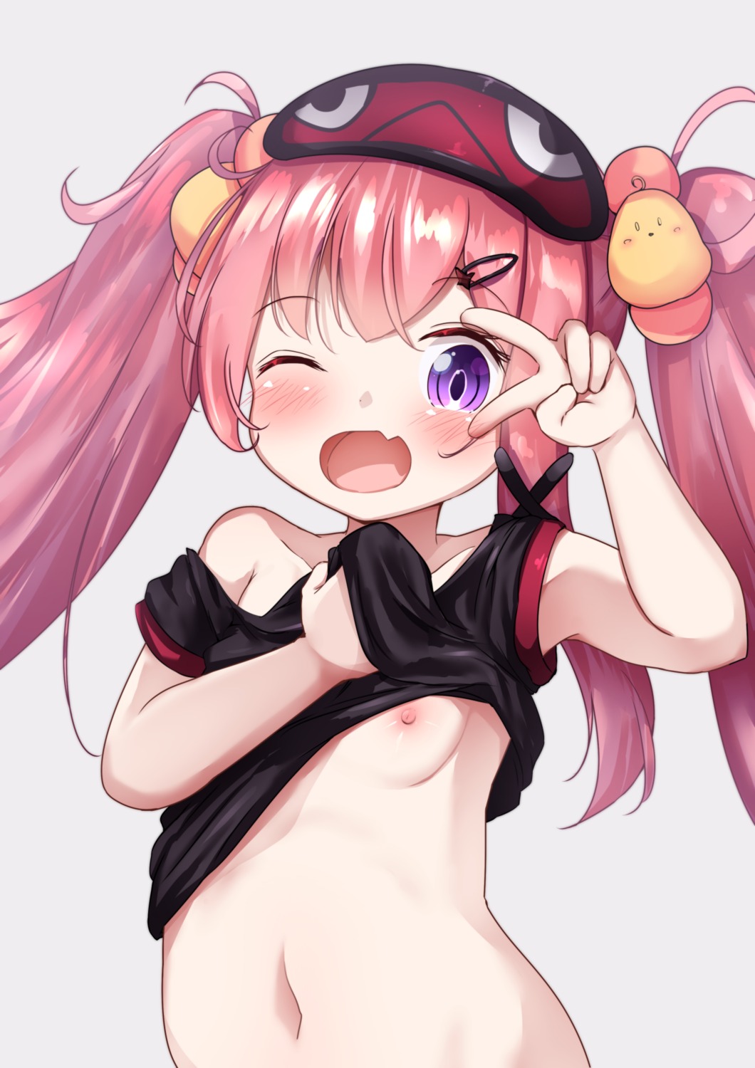 azur_lane breasts loli manjuu_(azur_lane) mochiyuki nipples no_bra shirt_lift undressing z26_(azur_lane)