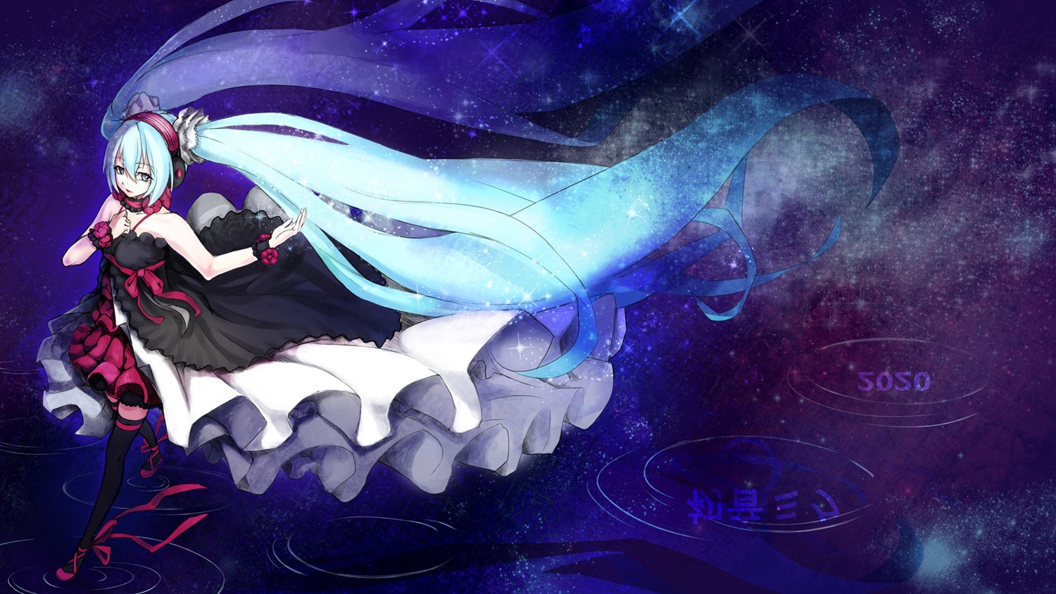 7th_dragon_2020-ii dress hatsune_miku headphones thighhighs torriet vocaloid