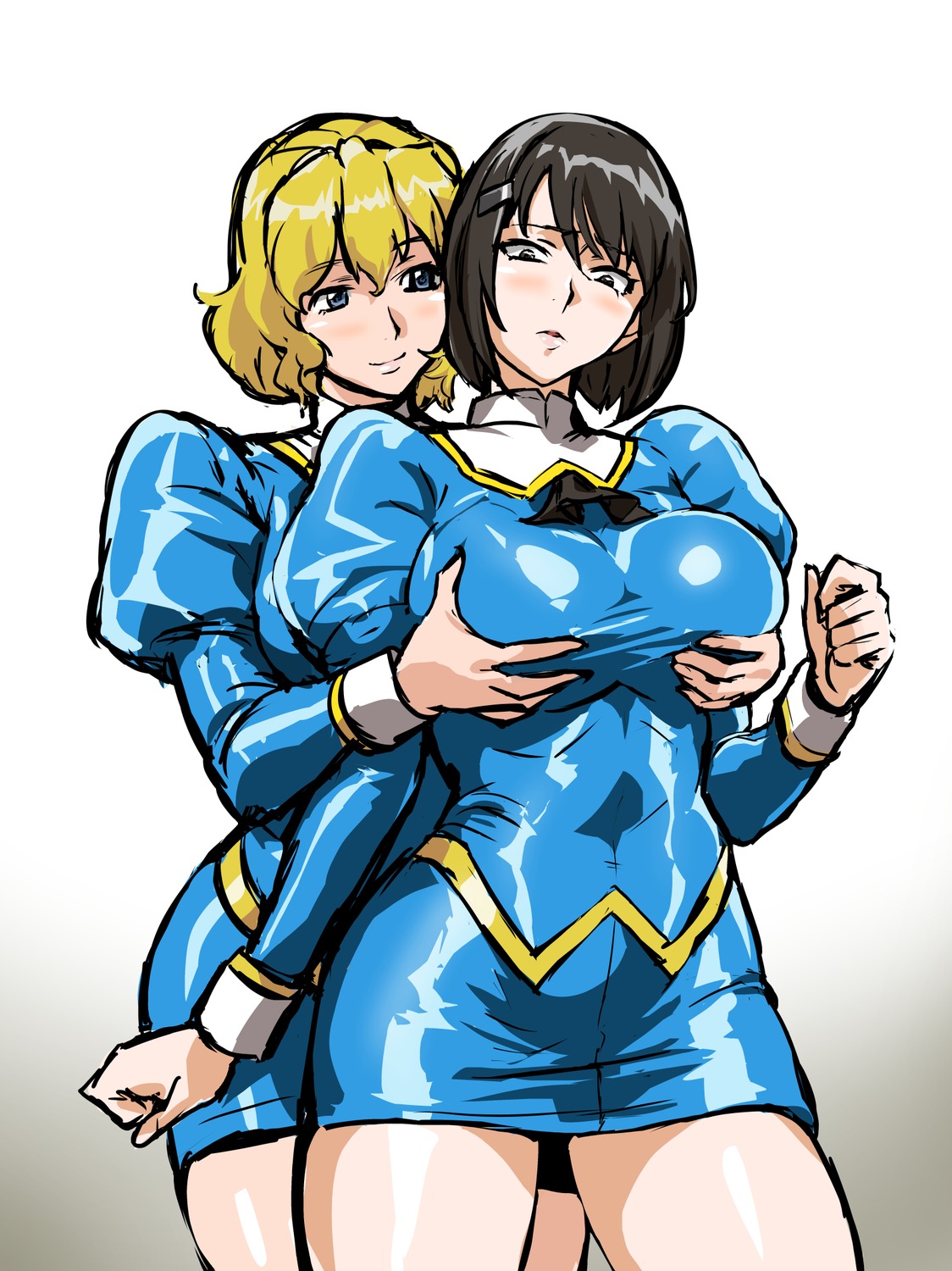 agent_aika aika_(series) blue_delmo blue_delmo_d breast_grab catherine_(agent_aika) mamesi_(suhk8583) uniform yuri