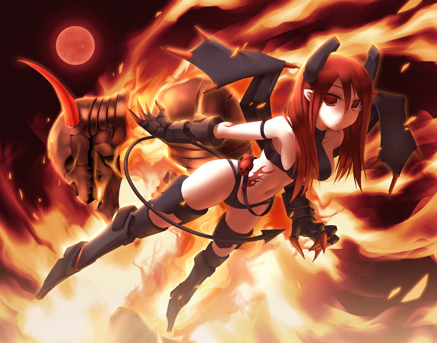 devil horns mecha_musume tail thighhighs wings zenn