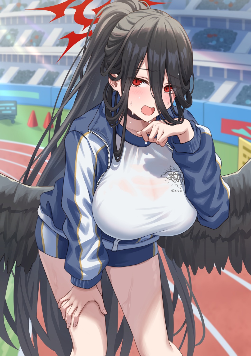 angel blue_archive gym_uniform hanekawa_hasumi see_through simoumi_217 wet wings