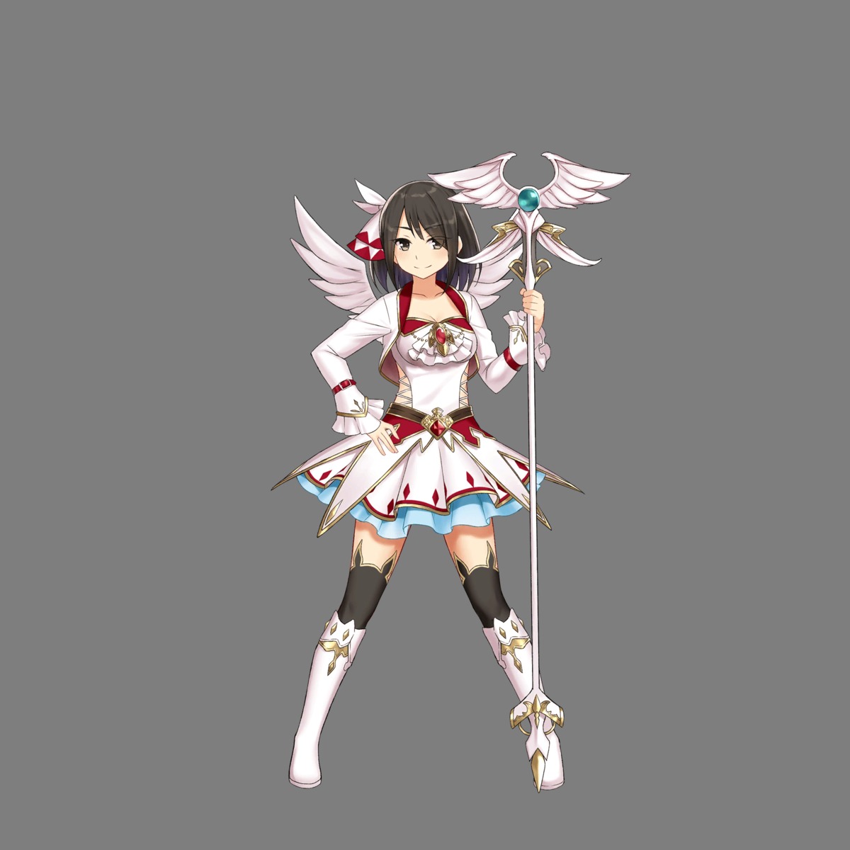 cleavage hoshi_no_girls_odyssey thighhighs transparent_png weapon wings