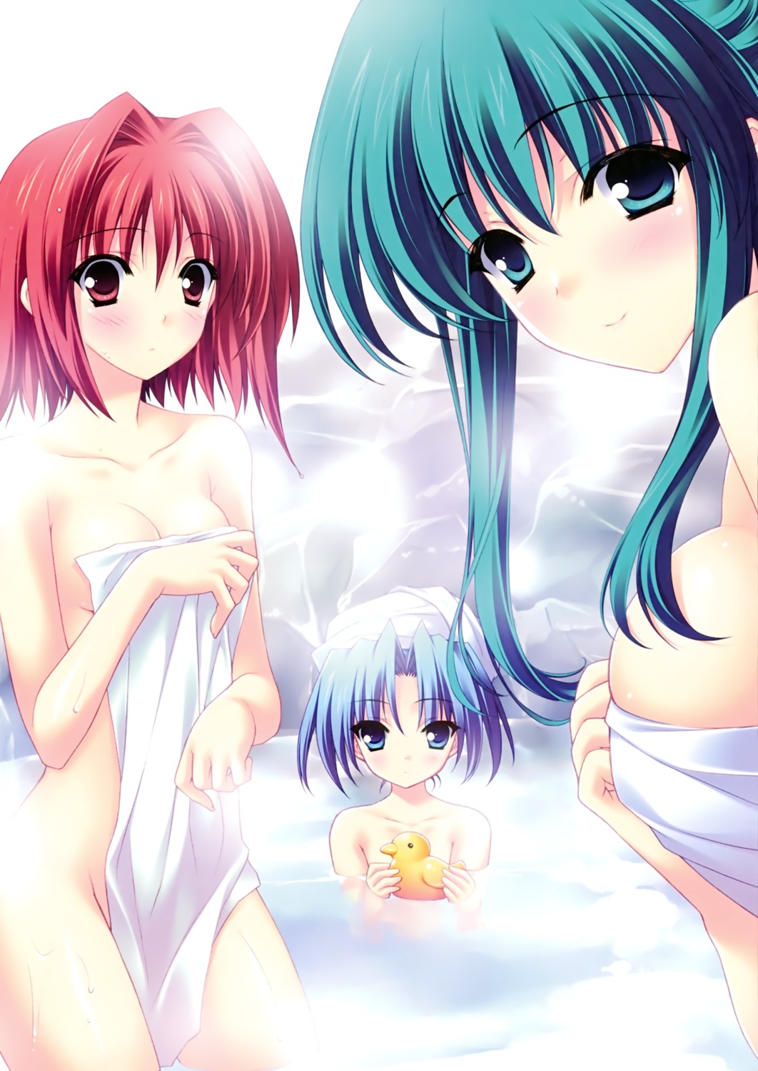 bathing naked onsen r.g.b! shiki_ai shiki_asahi shiki_midori suzuhira_hiro towel wet