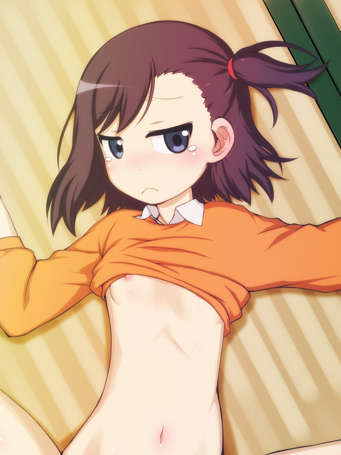 loli miyauchi_hikage nipples no_bra non_non_biyori shirt_lift tam2