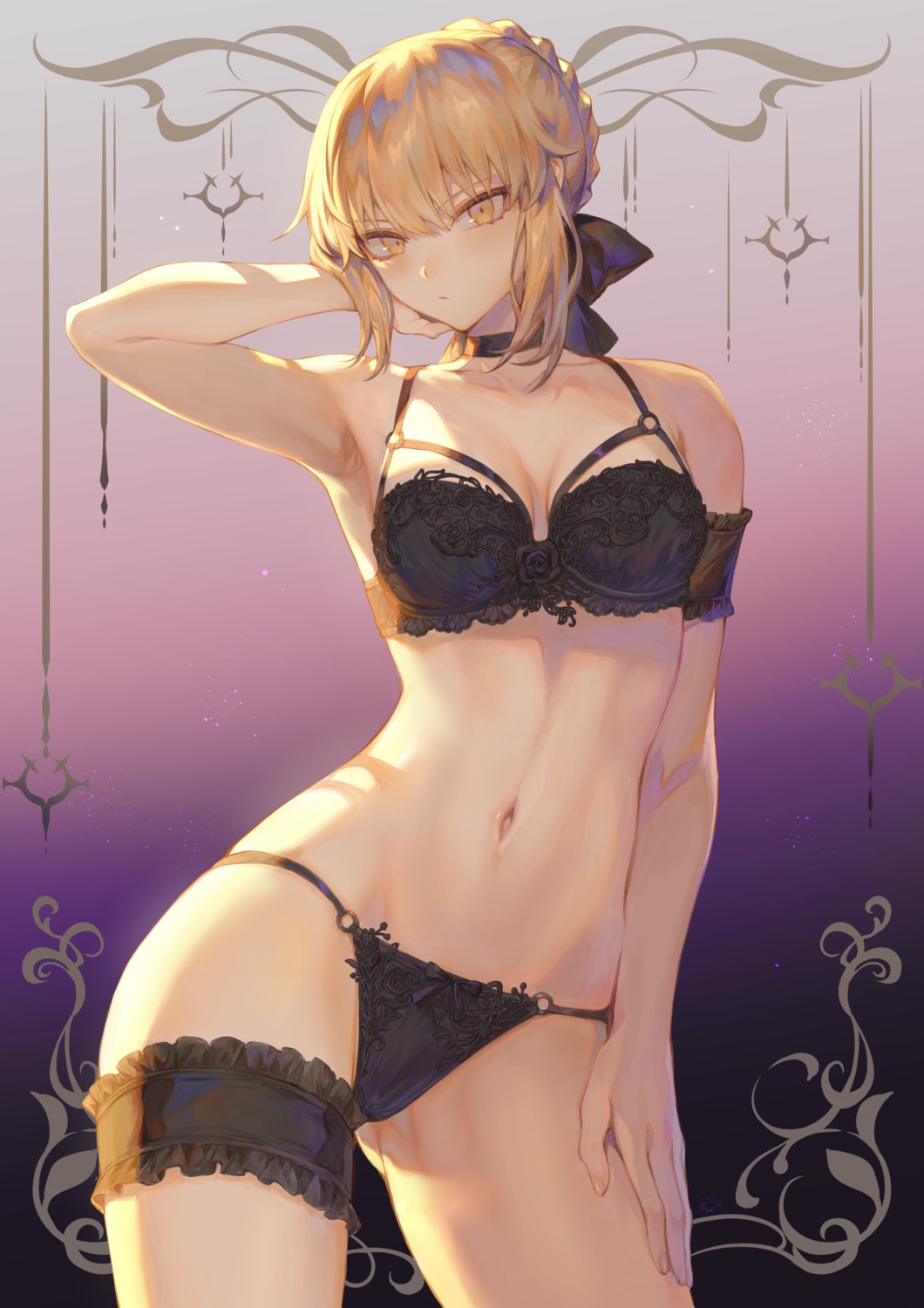 bra fate/grand_order fate/stay_night garter lingerie mashu_(003) pantsu saber saber_alter