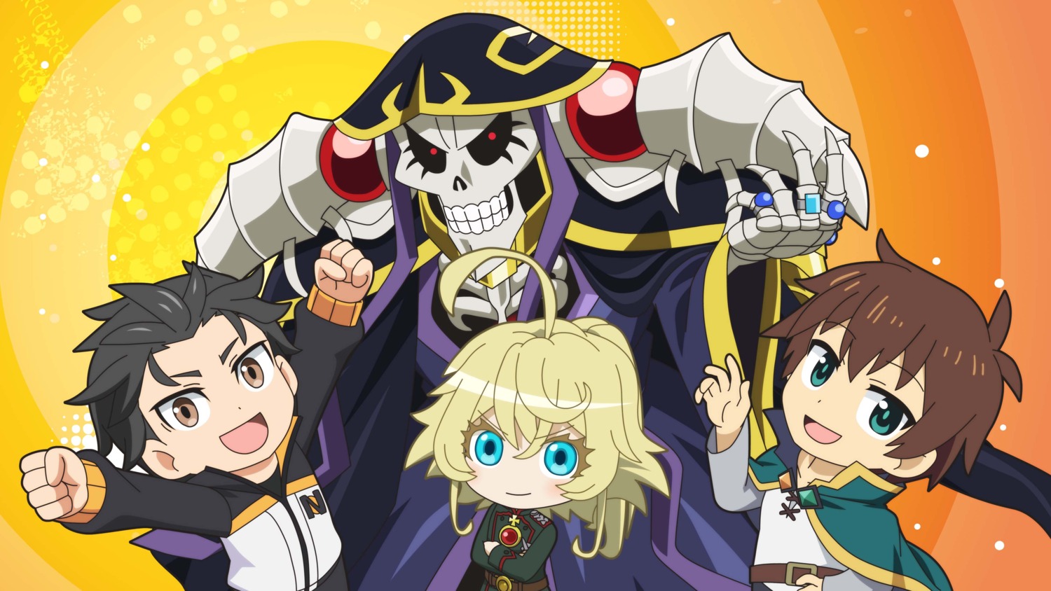 Toyota saori isekai quartet kono subarashii sekai ni shukufuku wo! kono  yuusha ga ore tueee kuse ni shinchou sugiru overlord re zero kara hajimeru  isekai seikatsu youjo senki ainz ooal gown aqua