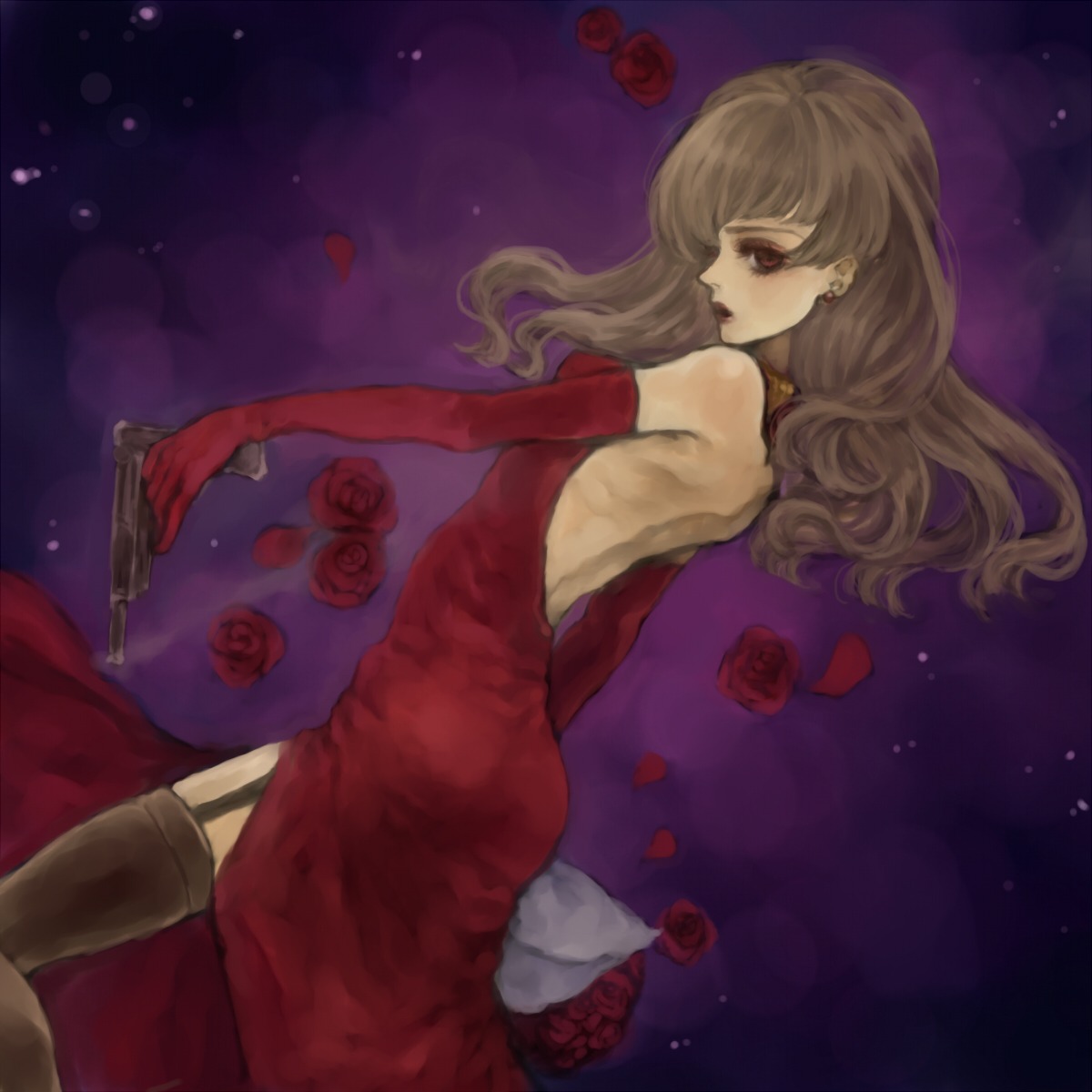 dress gun no_bra sound_horizon stardust stockings thighhighs yukishiro