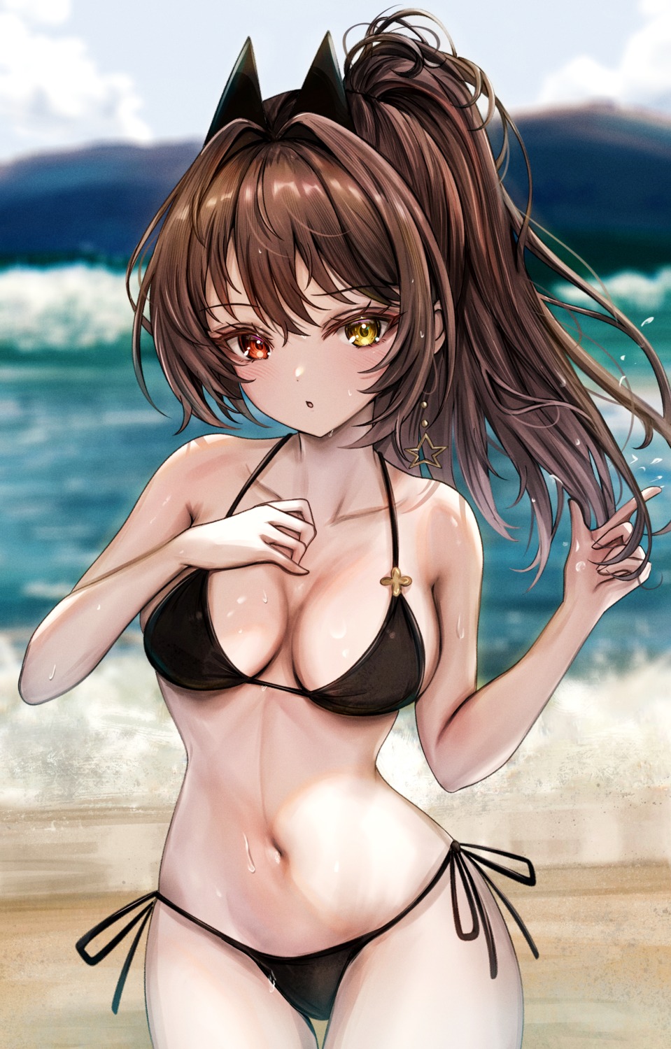 bikini heterochromia mito_soosu swimsuits wet