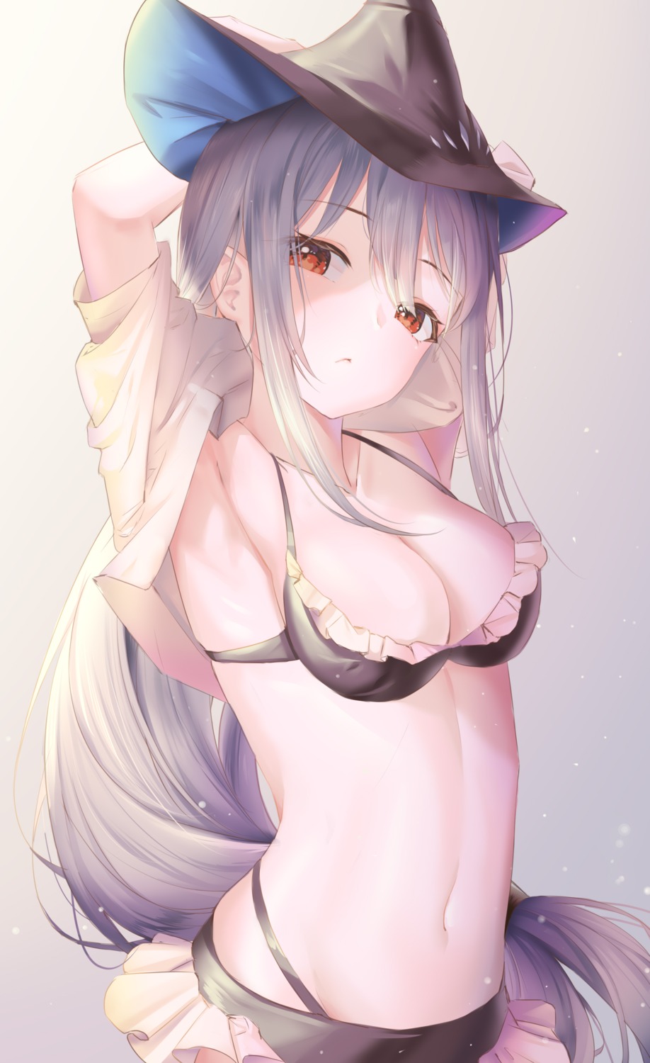 amaroku_neko arknights bikini cleavage open_shirt skadi_(arknights) swimsuits