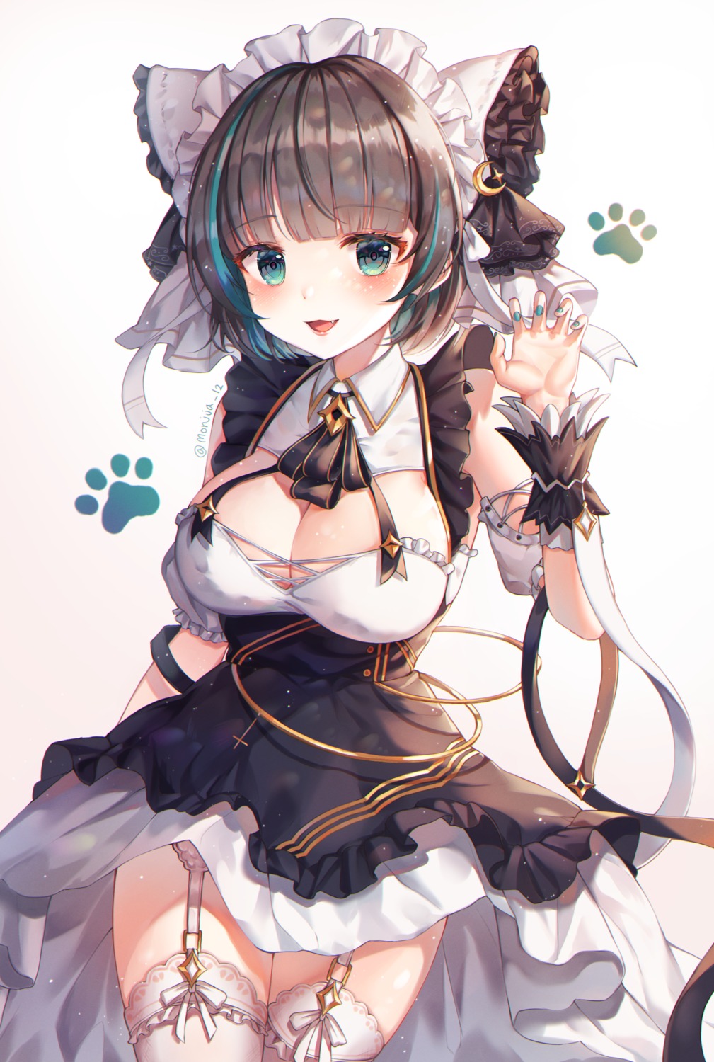 azur_lane cheshire_(azur_lane) maid monjja skirt_lift stockings thighhighs