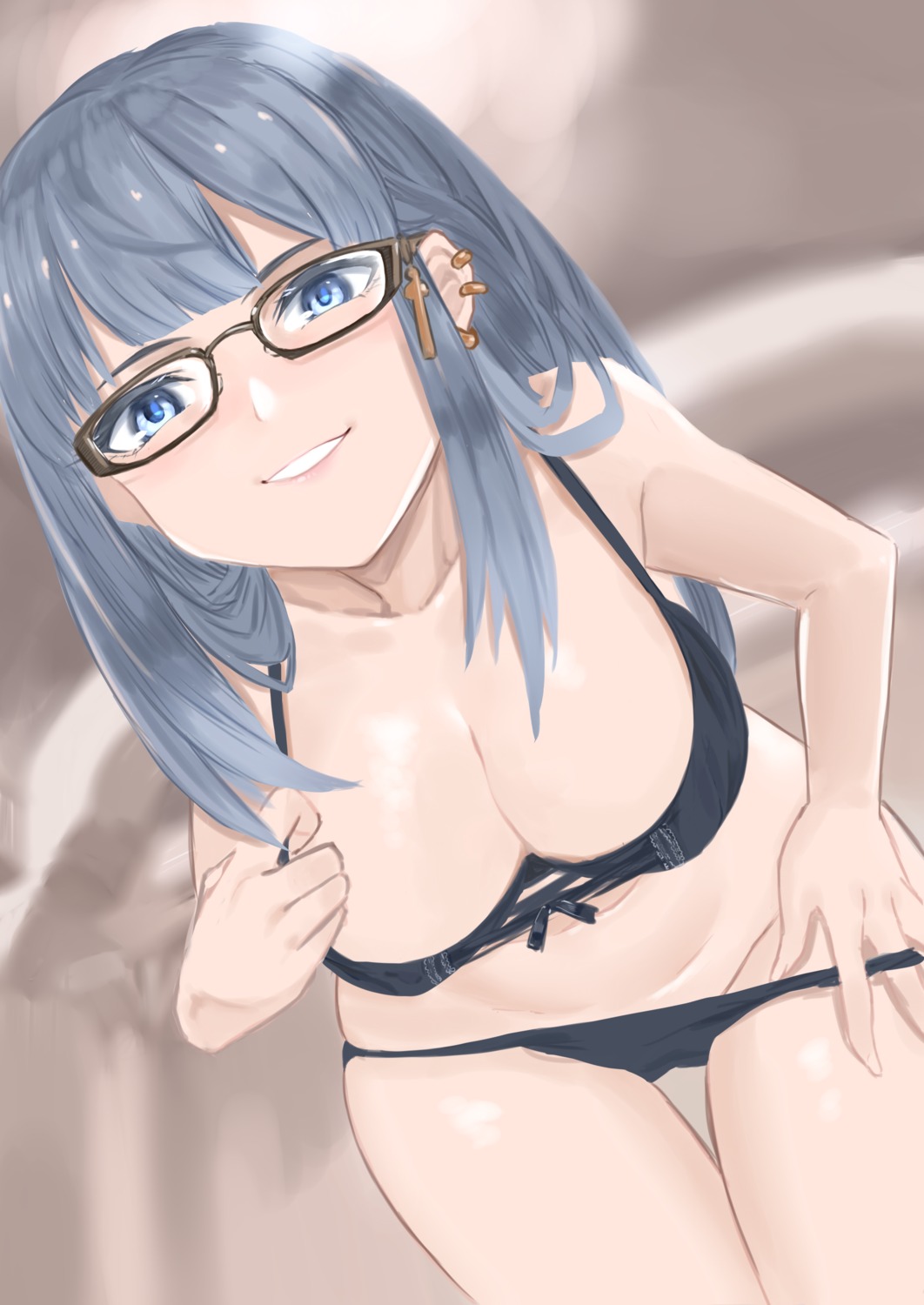 bra granblue_fantasy illnott_(granblue_fantasy) megane meshiya pantsu panty_pull undressing