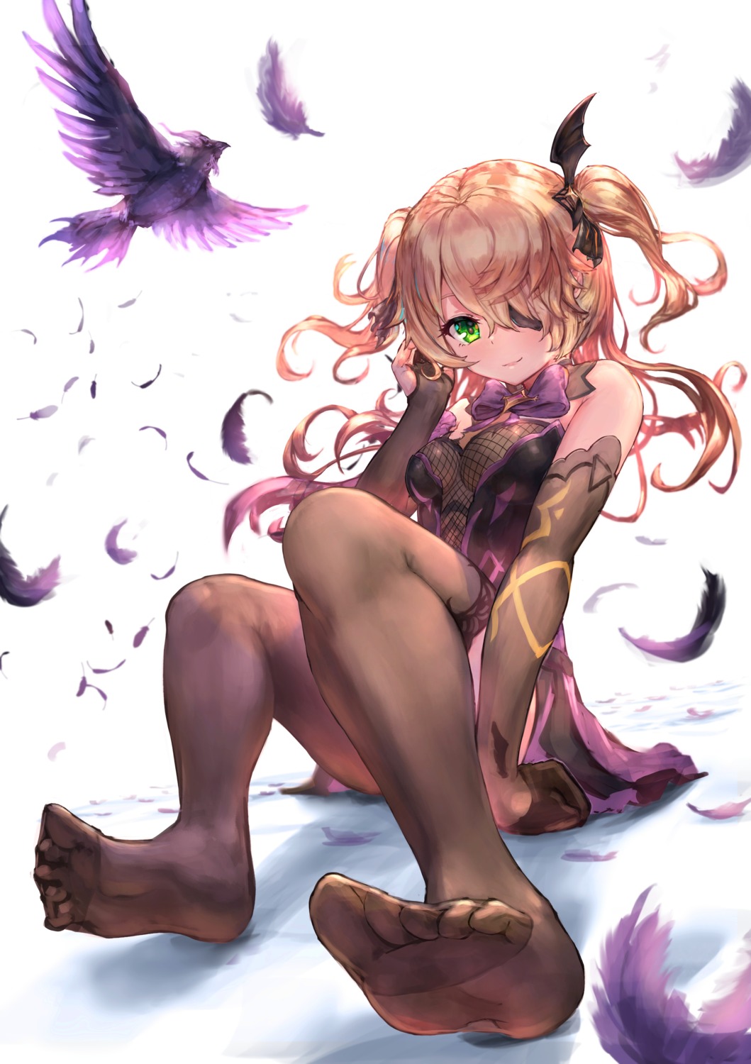 eyepatch feet fischl fishnets genshin_impact thighhighs yuji