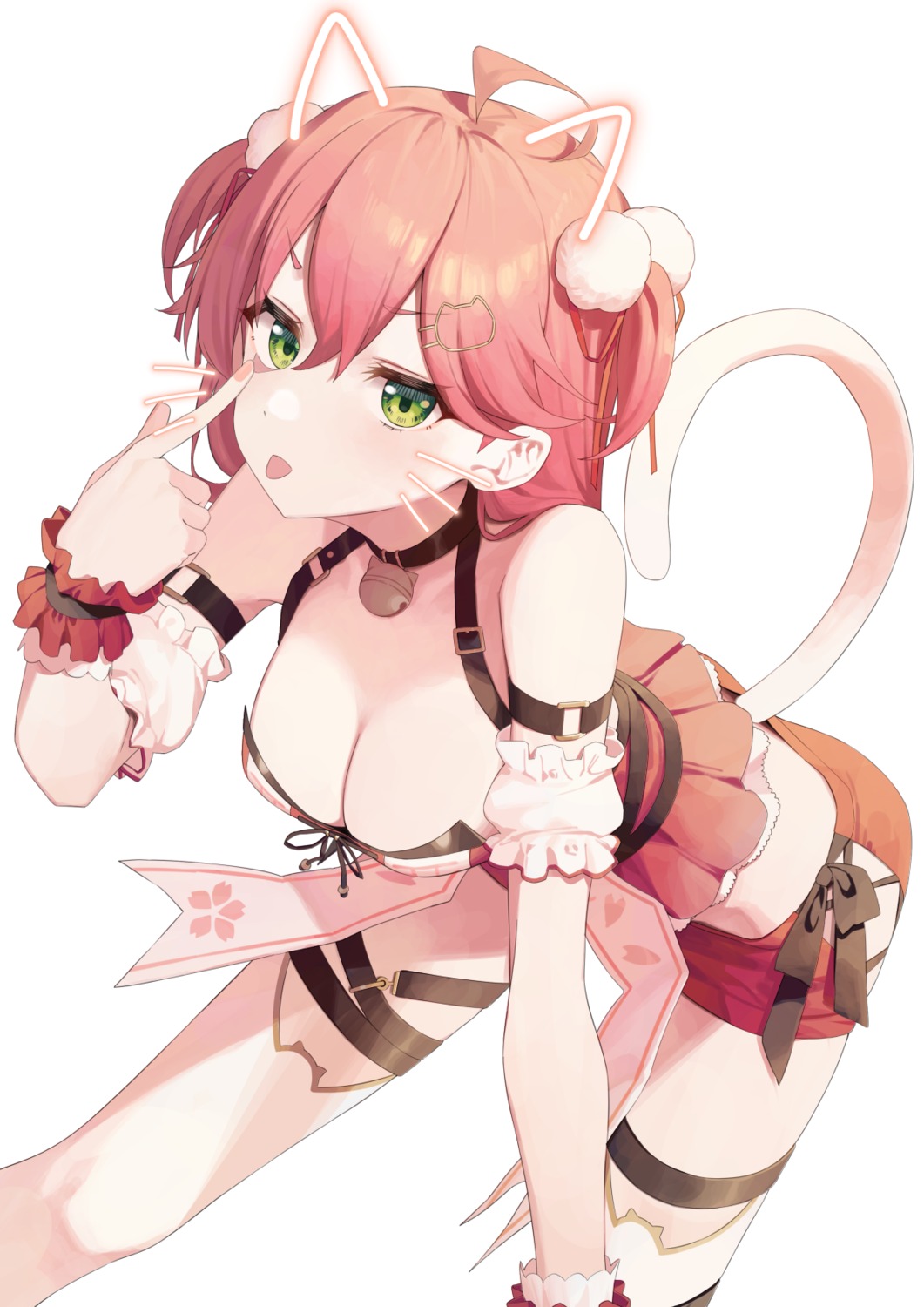 animal_ears hololive nekomimi no_bra sakura_miko syhan tail