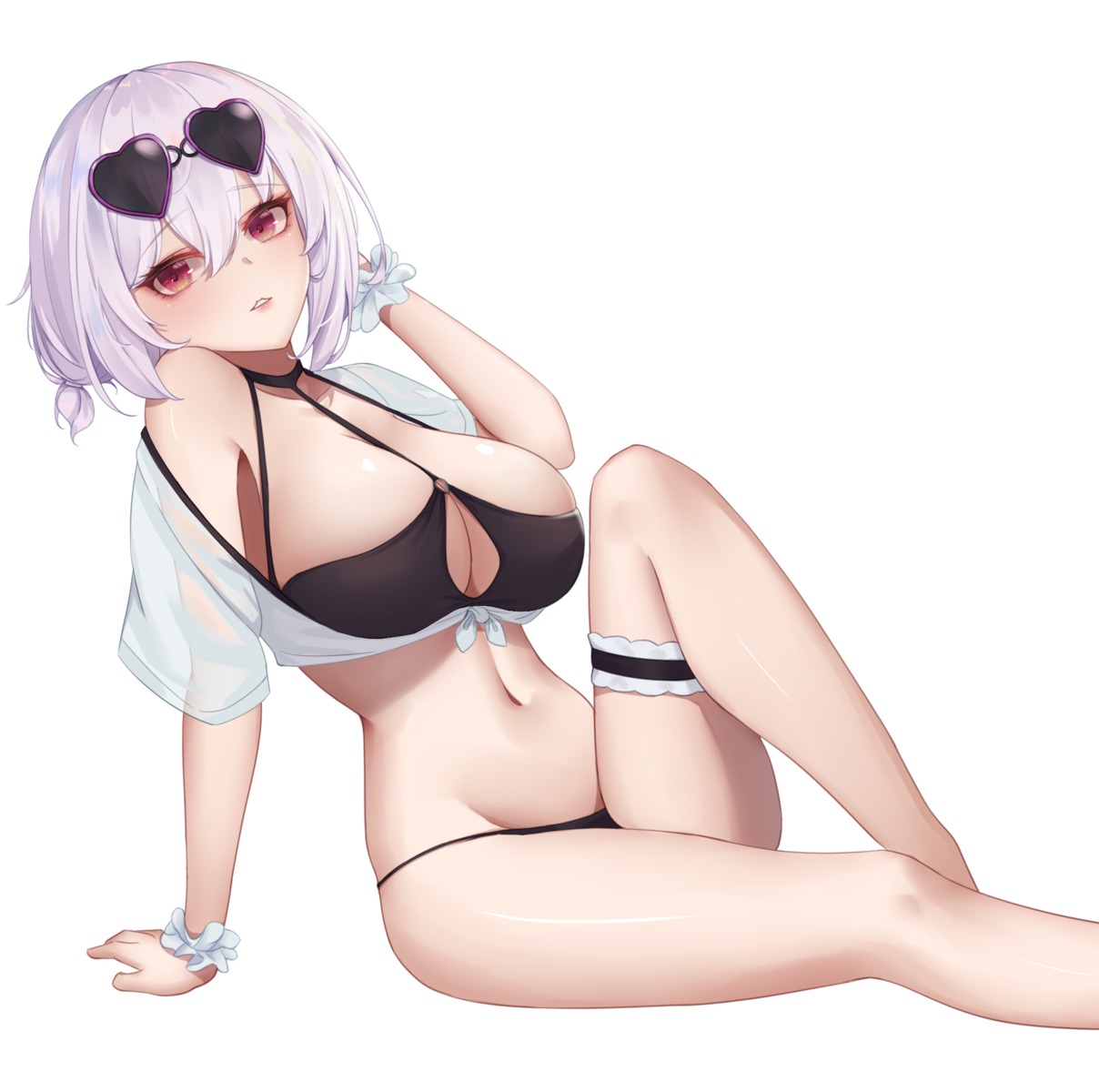 azur_lane bikini garter megane open_shirt see_through sirius_(azur_lane) swimsuits wei_xiao