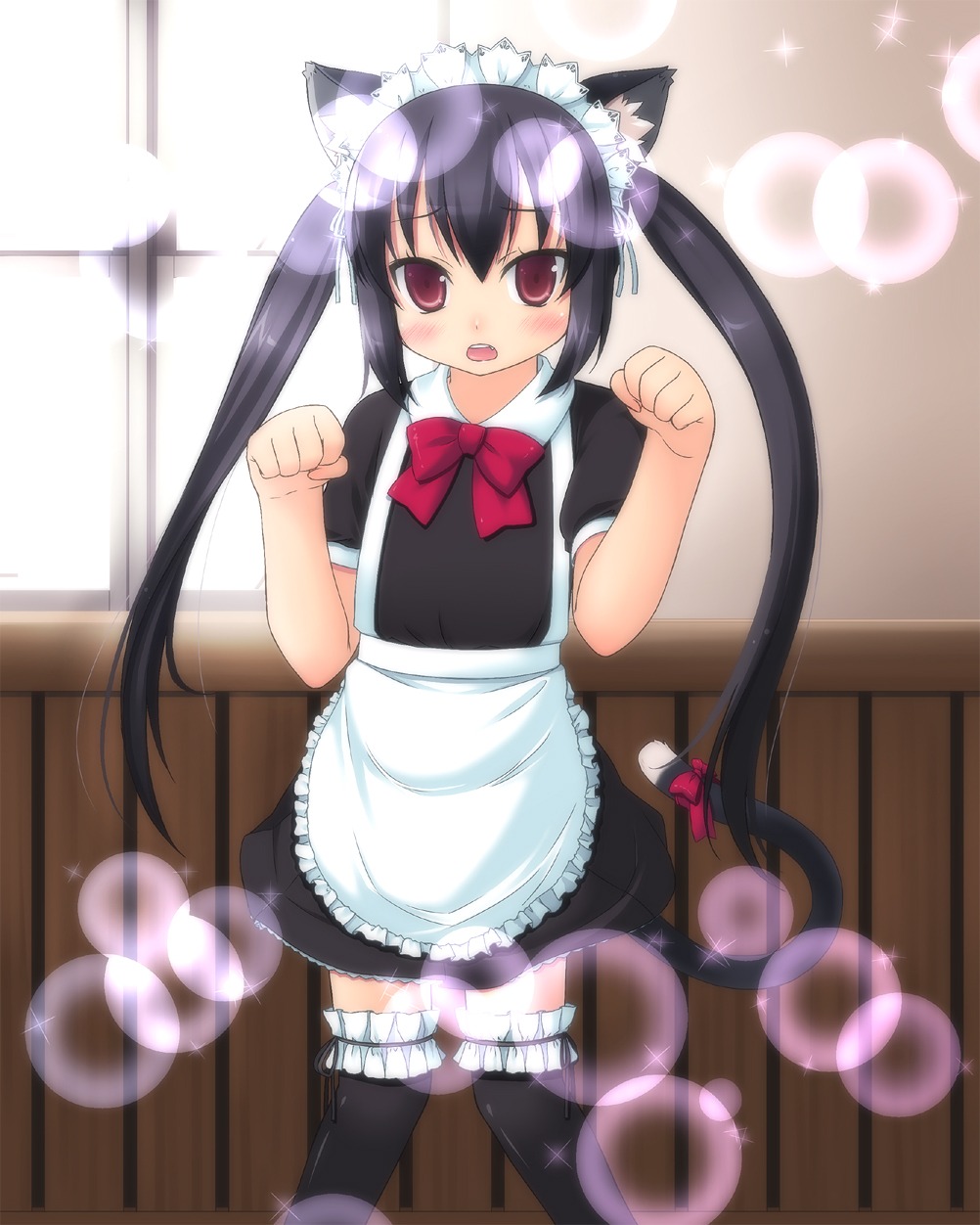 amamiya_minato animal_ears k-on! maid nakano_azusa nekomimi thighhighs